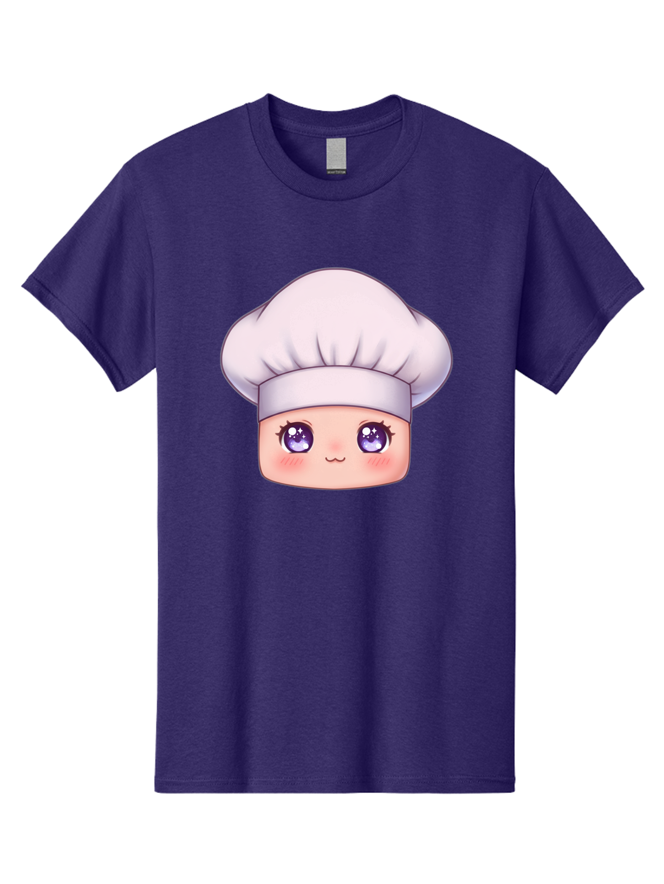 Chef-Hat-Face Men'S Graphic Tee, 100% Cotton, Comfortable Casual Summer Wear, Machine Washable, Cartoon Chef, Cute Face, Purple Eyes, Chef Hat, Cooking, Kawaii, Chef Character, Adorable, Kitchen, Culinary Bac832