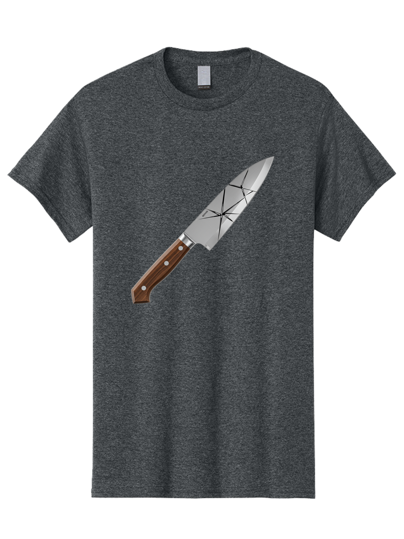 Chef-Knife-1 Men'S Graphic Tee, 100% Cotton, Comfortable Casual Summer Wear, Machine Washable, Sharp Knife, Kitchen Knife, Chef'S Knife, Stainless Steel, Wooden Handle, Silver Rivets, Geometric Pattern, Modern Design, Cutting Tool, Bac834