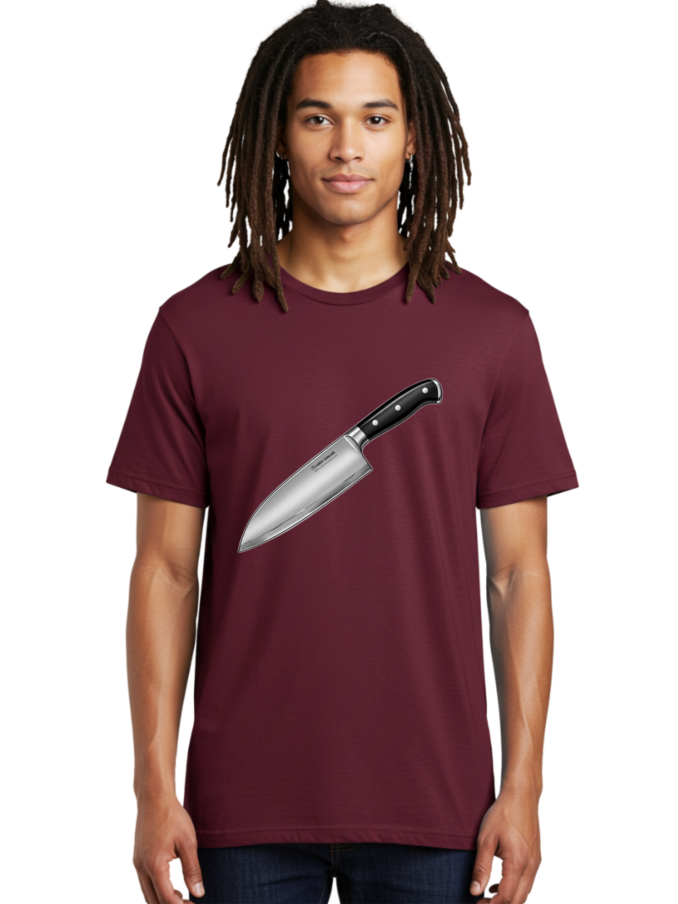 Chef-Knife Men'S Graphic Tee, 100% Cotton, Comfortable Casual Summer Wear, Machine Washable, High-Quality Kitchen Knife, Sharp Blade, Stainless Steel, Chef'S Knife, Cooking Essentials, Kitchen Utensils, Culinary Tools, Precise Cutting, Bac835