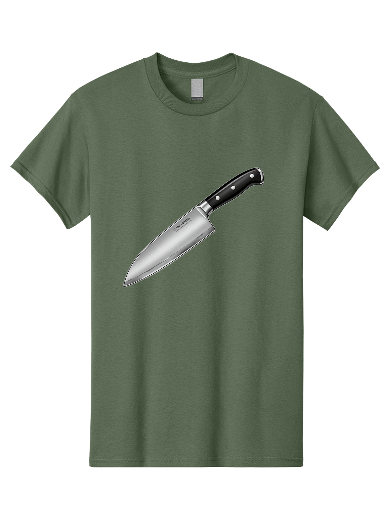 Chef-Knife Men'S Graphic Tee, 100% Cotton, Comfortable Casual Summer Wear, Machine Washable, High-Quality Kitchen Knife, Sharp Blade, Stainless Steel, Chef'S Knife, Cooking Essentials, Kitchen Utensils, Culinary Tools, Precise Cutting, Bac835