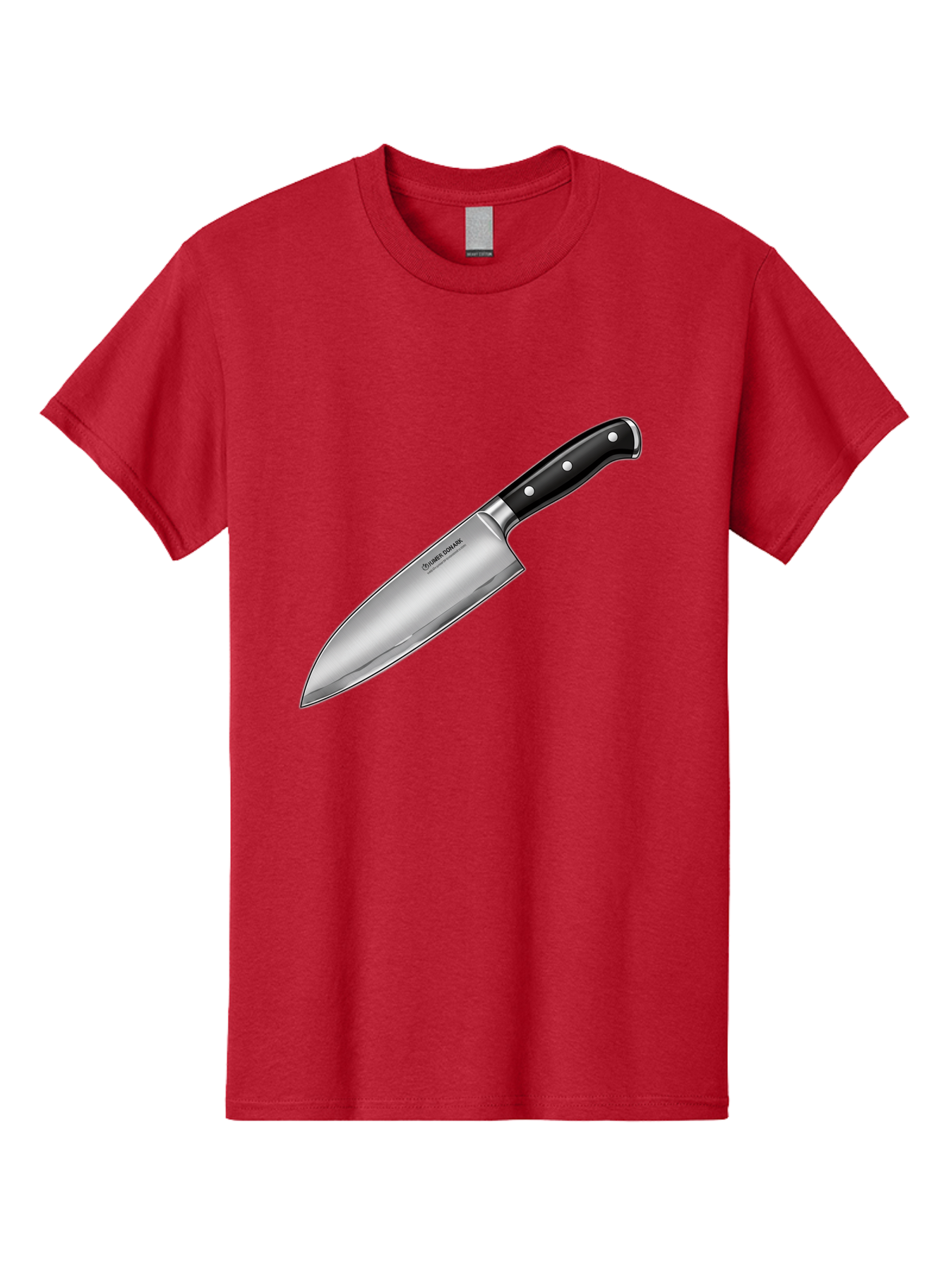 Chef-Knife Men'S Graphic Tee, 100% Cotton, Comfortable Casual Summer Wear, Machine Washable, High-Quality Kitchen Knife, Sharp Blade, Stainless Steel, Chef'S Knife, Cooking Essentials, Kitchen Utensils, Culinary Tools, Precise Cutting, Bac835