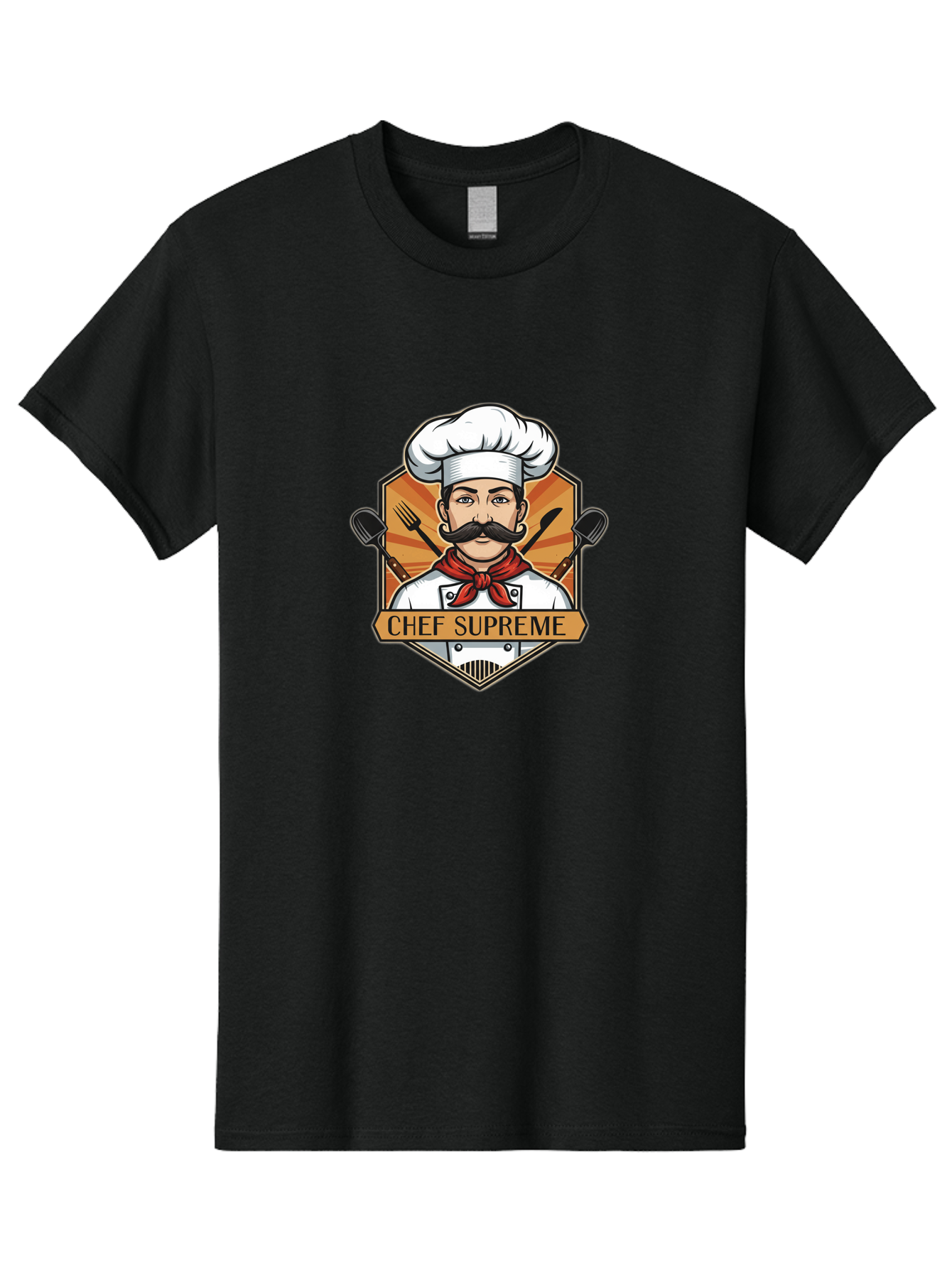 Chef-Supreme Men'S Graphic Tee, 100% Cotton, Comfortable Casual Summer Wear, Machine Washable, Chef Logo, Culinary Expert, Gourmet Cooking, Restaurant Branding, Chef Hat, Mustachioed Chef, Kitchen Utensils, Professional Cooking, Chef Attire Bac838