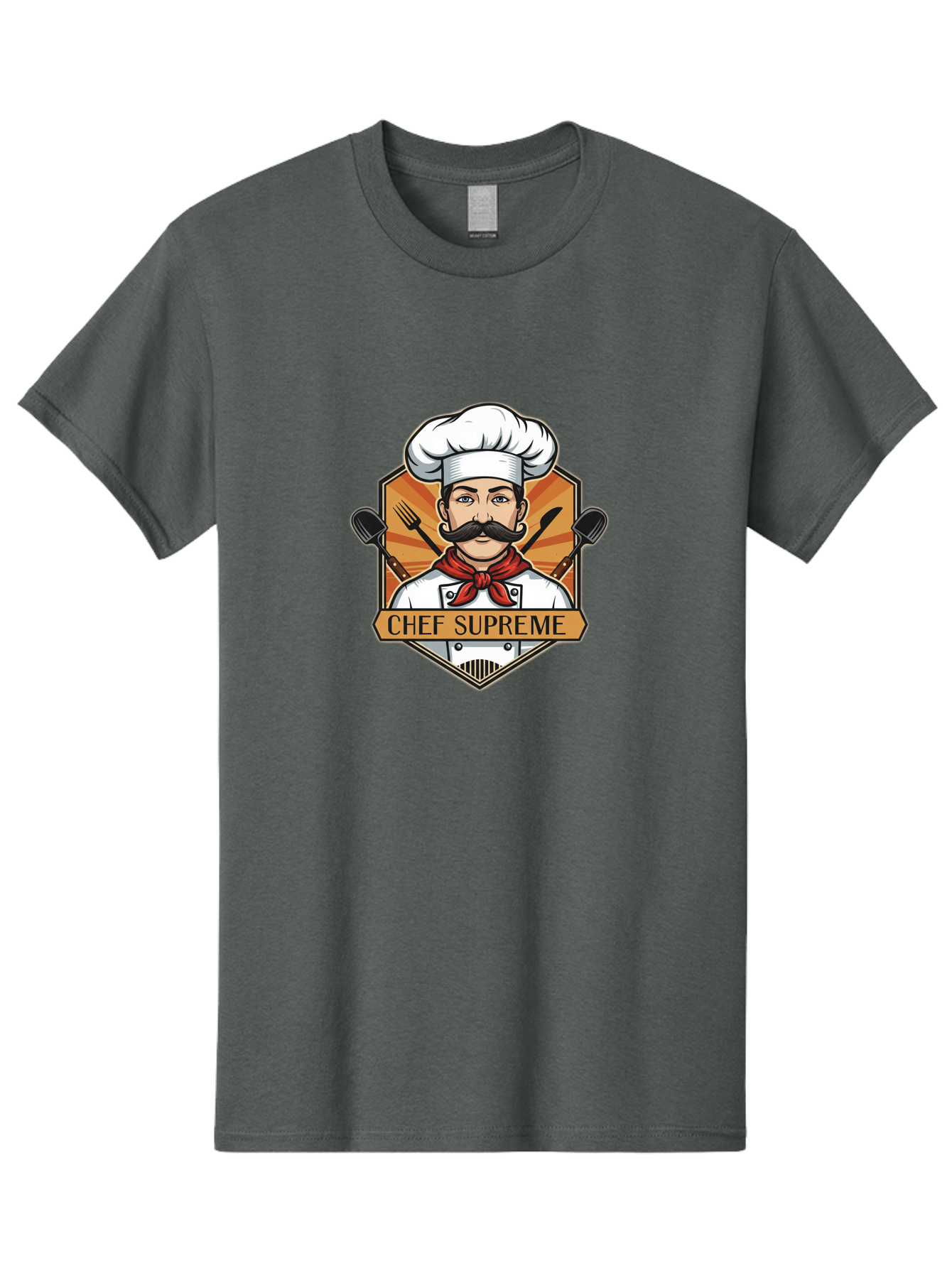 Chef-Supreme Men'S Graphic Tee, 100% Cotton, Comfortable Casual Summer Wear, Machine Washable, Chef Logo, Culinary Expert, Gourmet Cooking, Restaurant Branding, Chef Hat, Mustachioed Chef, Kitchen Utensils, Professional Cooking, Chef Attire Bac838