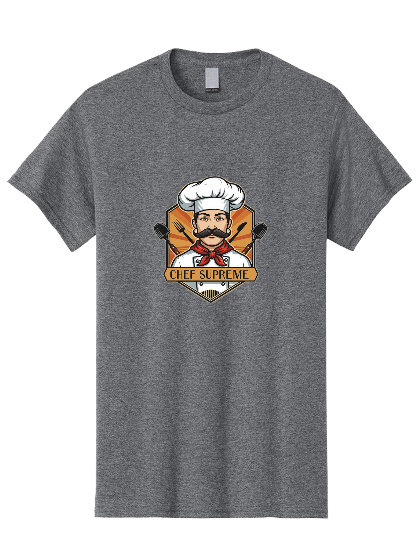 Chef-Supreme Men'S Graphic Tee, 100% Cotton, Comfortable Casual Summer Wear, Machine Washable, Chef Logo, Culinary Expert, Gourmet Cooking, Restaurant Branding, Chef Hat, Mustachioed Chef, Kitchen Utensils, Professional Cooking, Chef Attire Bac838