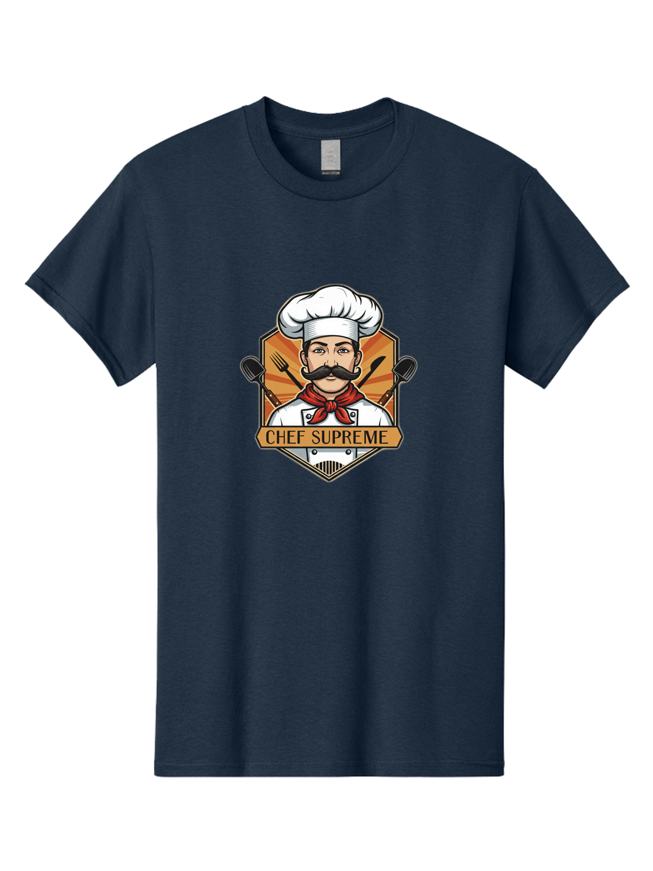 Chef-Supreme Men'S Graphic Tee, 100% Cotton, Comfortable Casual Summer Wear, Machine Washable, Chef Logo, Culinary Expert, Gourmet Cooking, Restaurant Branding, Chef Hat, Mustachioed Chef, Kitchen Utensils, Professional Cooking, Chef Attire Bac838