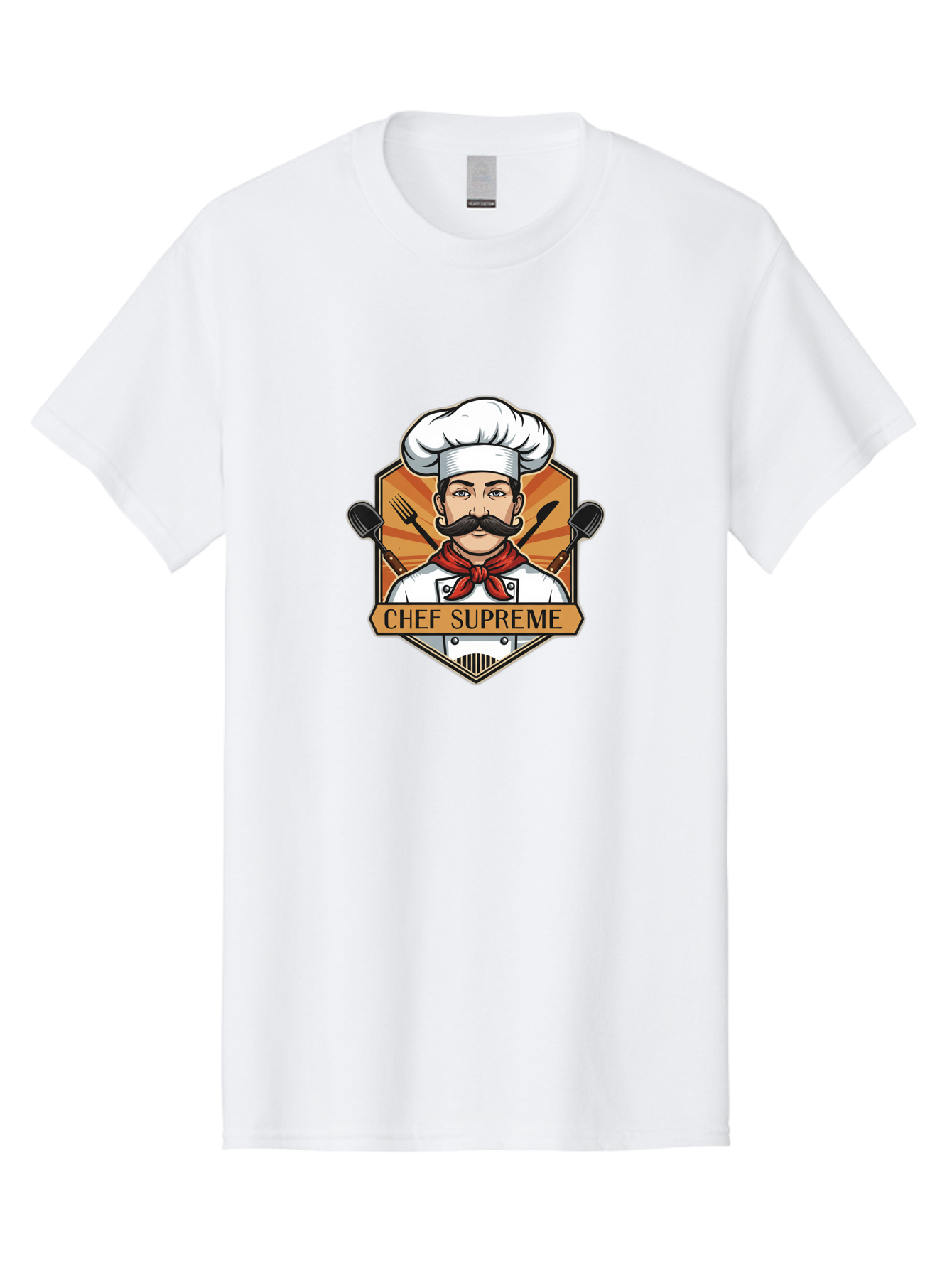 Chef-Supreme Men'S Graphic Tee, 100% Cotton, Comfortable Casual Summer Wear, Machine Washable, Chef Logo, Culinary Expert, Gourmet Cooking, Restaurant Branding, Chef Hat, Mustachioed Chef, Kitchen Utensils, Professional Cooking, Chef Attire Bac838