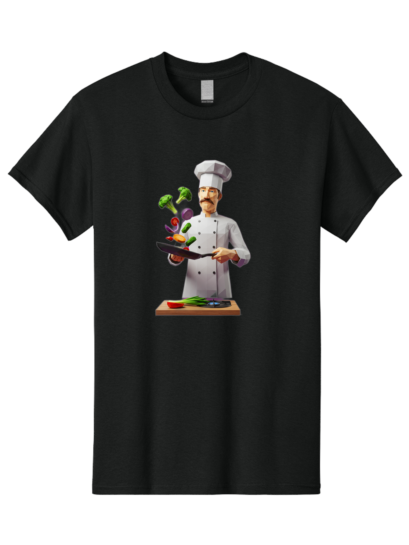 Chef-Tossing-Vegetables Men'S Graphic Tee, 100% Cotton, Comfortable Casual Summer Wear, Machine Washable, Chef Tossing Vegetables, Cooking Skills, Kitchen Magic, Healthy Eating, Food Preparation, Culinary Art, Vegetable Stir-Fry, Bac841