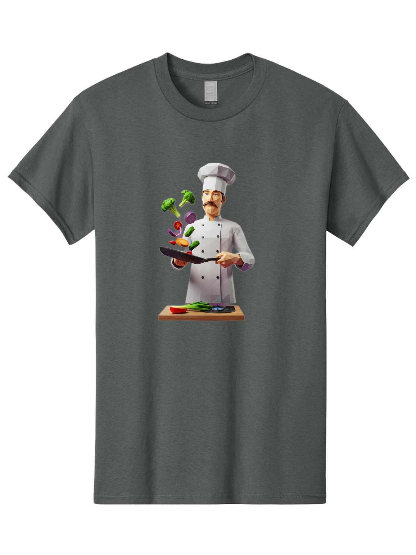 Chef-Tossing-Vegetables Men'S Graphic Tee, 100% Cotton, Comfortable Casual Summer Wear, Machine Washable, Chef Tossing Vegetables, Cooking Skills, Kitchen Magic, Healthy Eating, Food Preparation, Culinary Art, Vegetable Stir-Fry, Bac841