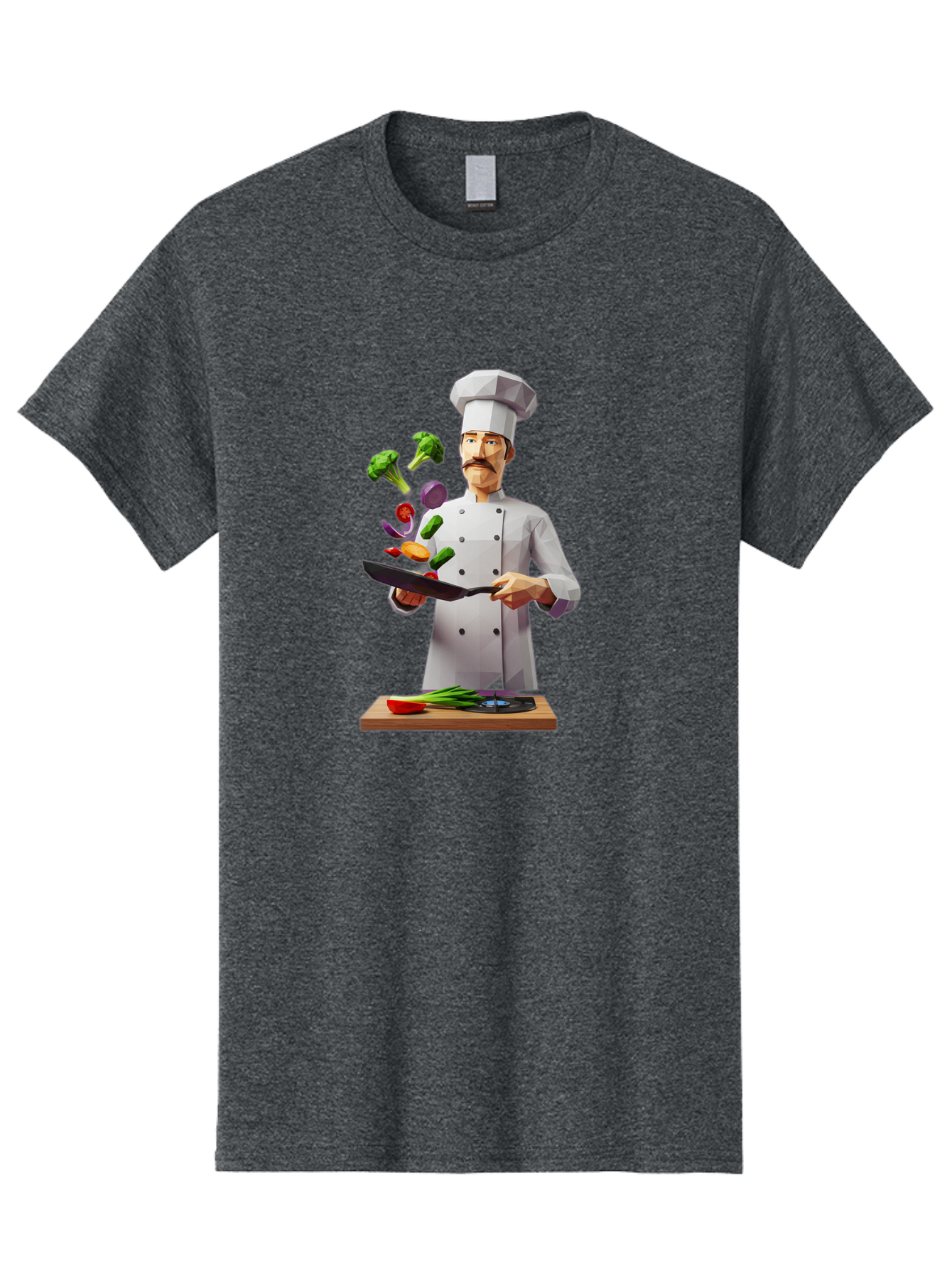 Chef-Tossing-Vegetables Men'S Graphic Tee, 100% Cotton, Comfortable Casual Summer Wear, Machine Washable, Chef Tossing Vegetables, Cooking Skills, Kitchen Magic, Healthy Eating, Food Preparation, Culinary Art, Vegetable Stir-Fry, Bac841