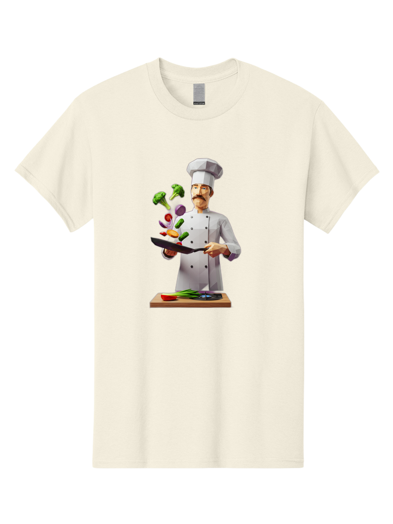 Chef-Tossing-Vegetables Men'S Graphic Tee, 100% Cotton, Comfortable Casual Summer Wear, Machine Washable, Chef Tossing Vegetables, Cooking Skills, Kitchen Magic, Healthy Eating, Food Preparation, Culinary Art, Vegetable Stir-Fry, Bac841
