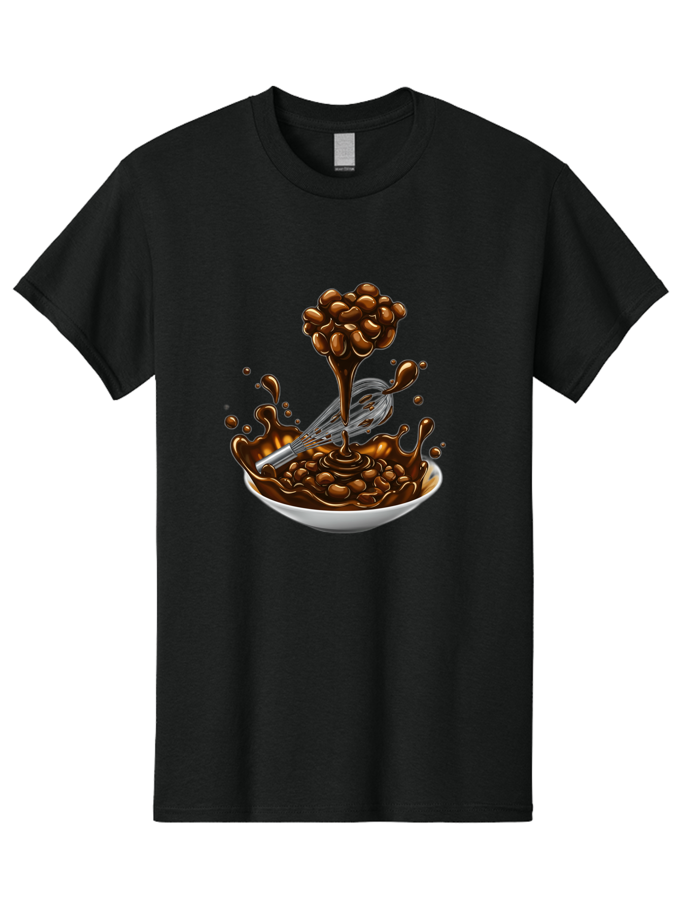 Chocolate Men'S Graphic Tee, 100% Cotton, Comfortable Casual Summer Wear, Machine Washable, Chocolate Sauce, Splatter Art, Whisk, White Bowl, Chocolate Beans, Coffee, Dessert, Sweet Treats, Indulgent, Rich, Decadent, Culinary Delight, Bac848