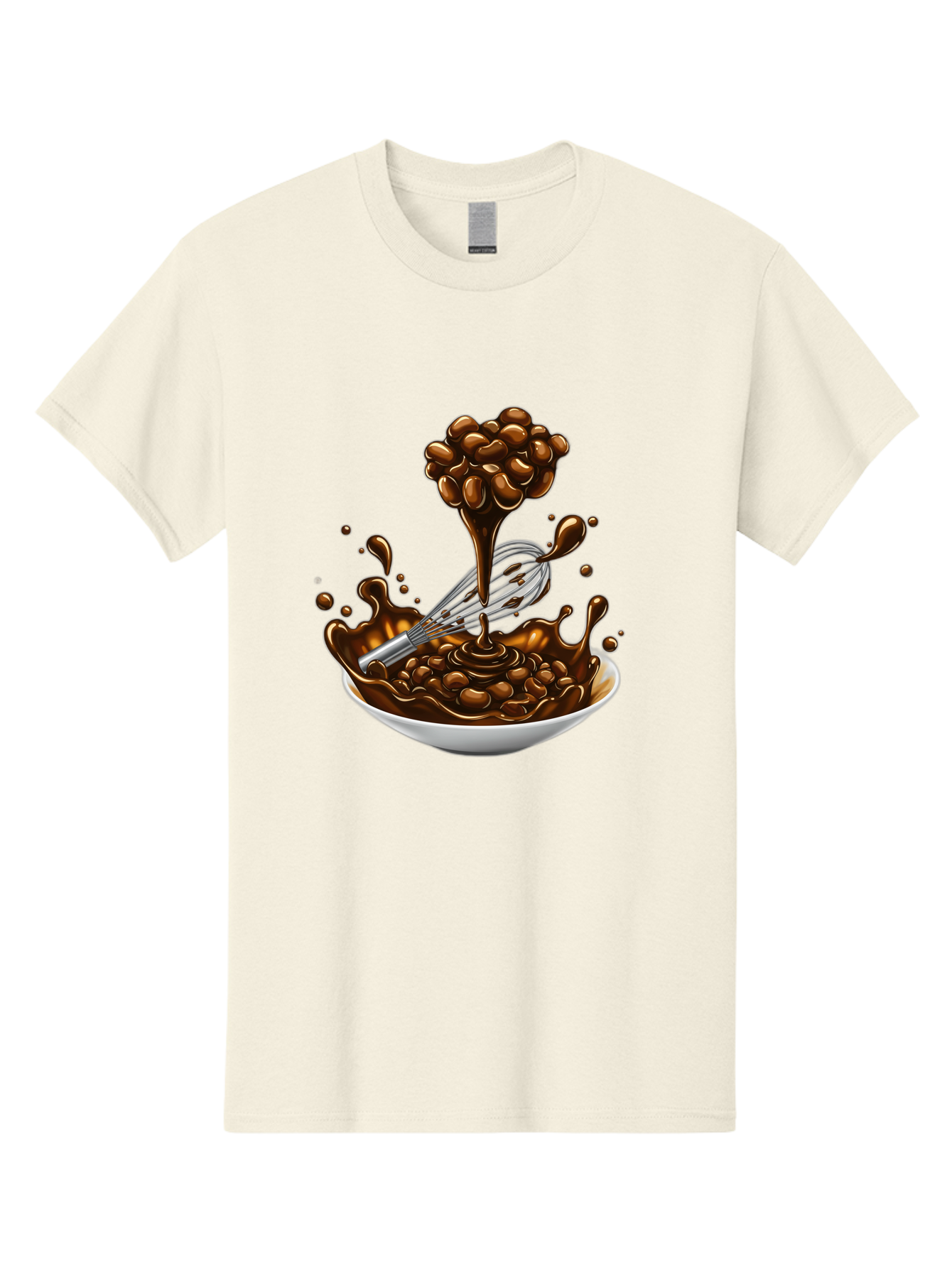 Chocolate Men'S Graphic Tee, 100% Cotton, Comfortable Casual Summer Wear, Machine Washable, Chocolate Sauce, Splatter Art, Whisk, White Bowl, Chocolate Beans, Coffee, Dessert, Sweet Treats, Indulgent, Rich, Decadent, Culinary Delight, Bac848