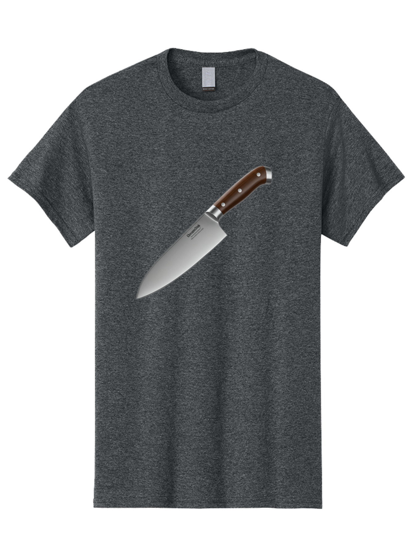 Christofle-Knife Men'S Graphic Tee, 100% Cotton, Comfortable Casual Summer Wear, Machine Washable, Sharp Chef Knife, Stainless Steel Blade, Brown Handle, Silver Rivets, Kitchen Utensil, Cooking Tool, Professional Chef Knife, Sharp Edge Bac850