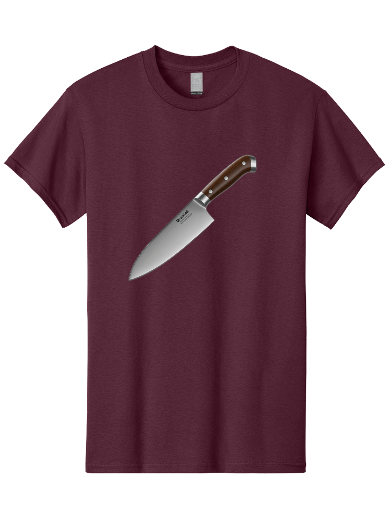 Christofle-Knife Men'S Graphic Tee, 100% Cotton, Comfortable Casual Summer Wear, Machine Washable, Sharp Chef Knife, Stainless Steel Blade, Brown Handle, Silver Rivets, Kitchen Utensil, Cooking Tool, Professional Chef Knife, Sharp Edge Bac850