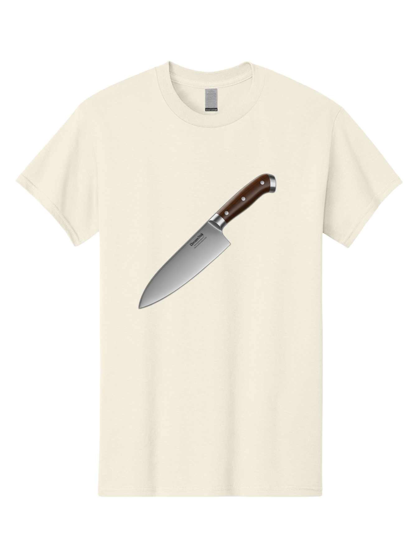 Christofle-Knife Men'S Graphic Tee, 100% Cotton, Comfortable Casual Summer Wear, Machine Washable, Sharp Chef Knife, Stainless Steel Blade, Brown Handle, Silver Rivets, Kitchen Utensil, Cooking Tool, Professional Chef Knife, Sharp Edge Bac850