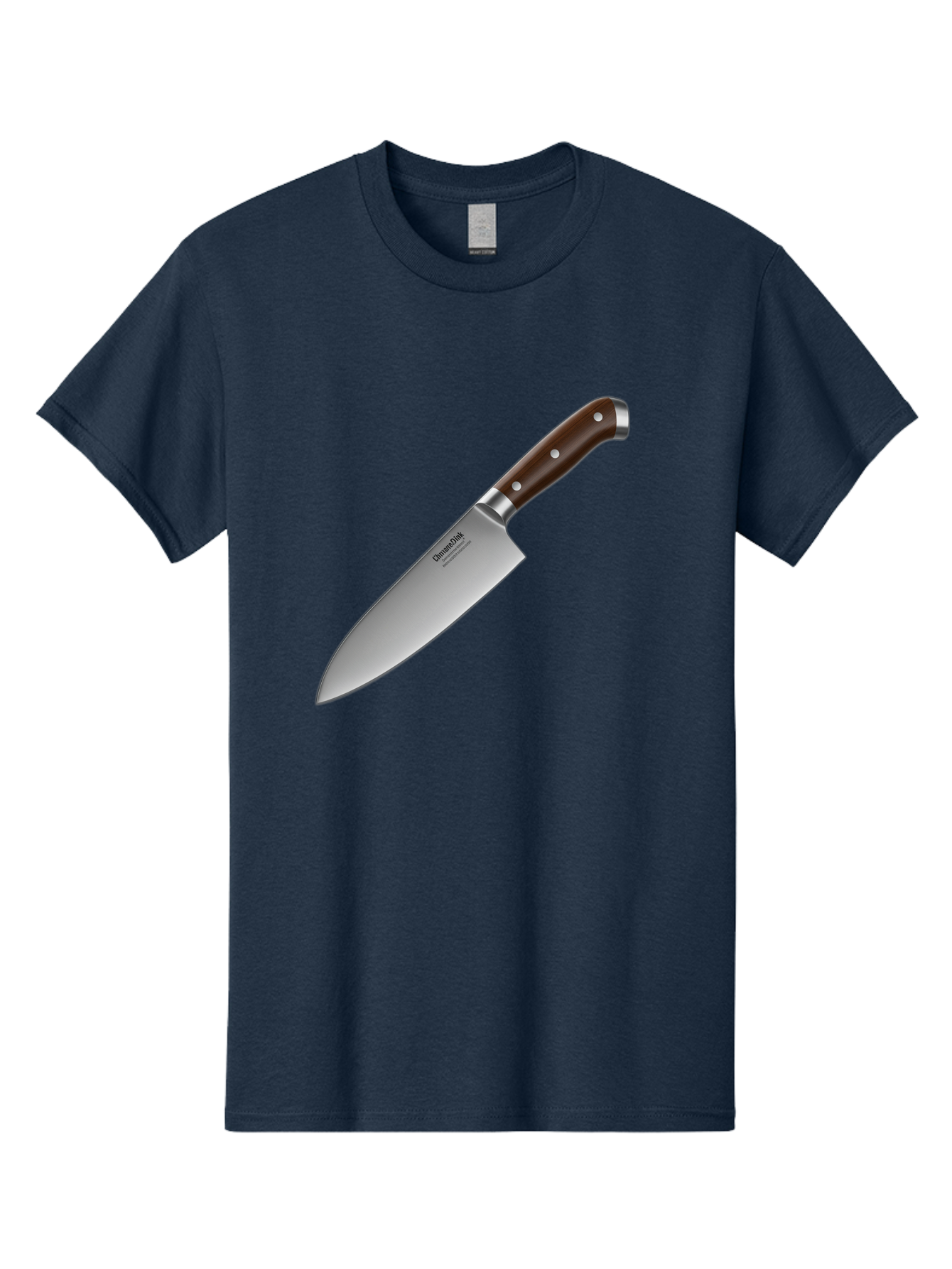 Christofle-Knife Men'S Graphic Tee, 100% Cotton, Comfortable Casual Summer Wear, Machine Washable, Sharp Chef Knife, Stainless Steel Blade, Brown Handle, Silver Rivets, Kitchen Utensil, Cooking Tool, Professional Chef Knife, Sharp Edge Bac850