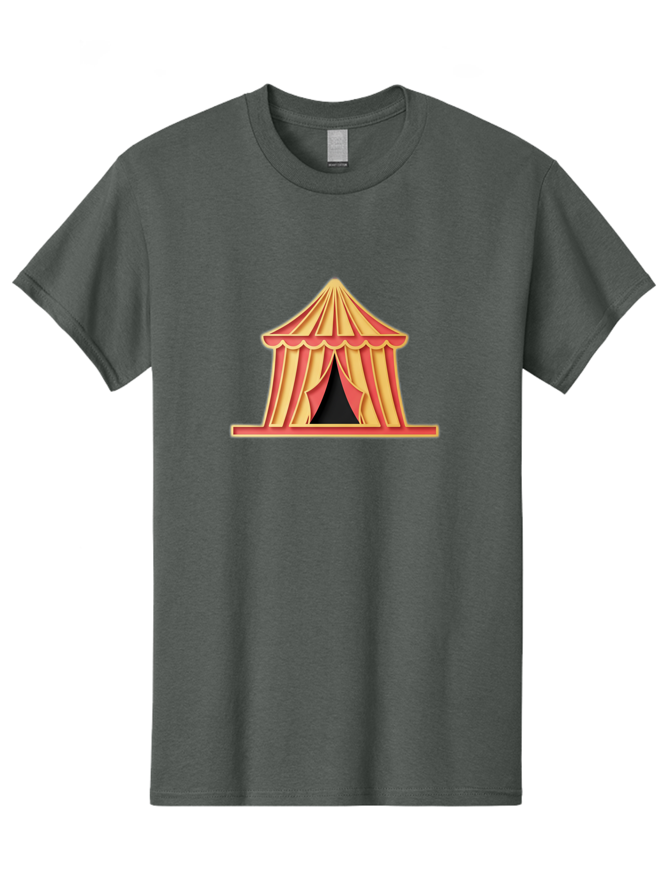 Circus-Tent-2 Men'S Graphic Tee, 100% Cotton, Comfortable Casual Summer Wear, Machine Washable, Yellow And Red Striped Tent, Vintage Circus, Carnival Theme, Red And Yellow Colors, Striped Pattern, Entertainment Venue, Amusement Park Bac853