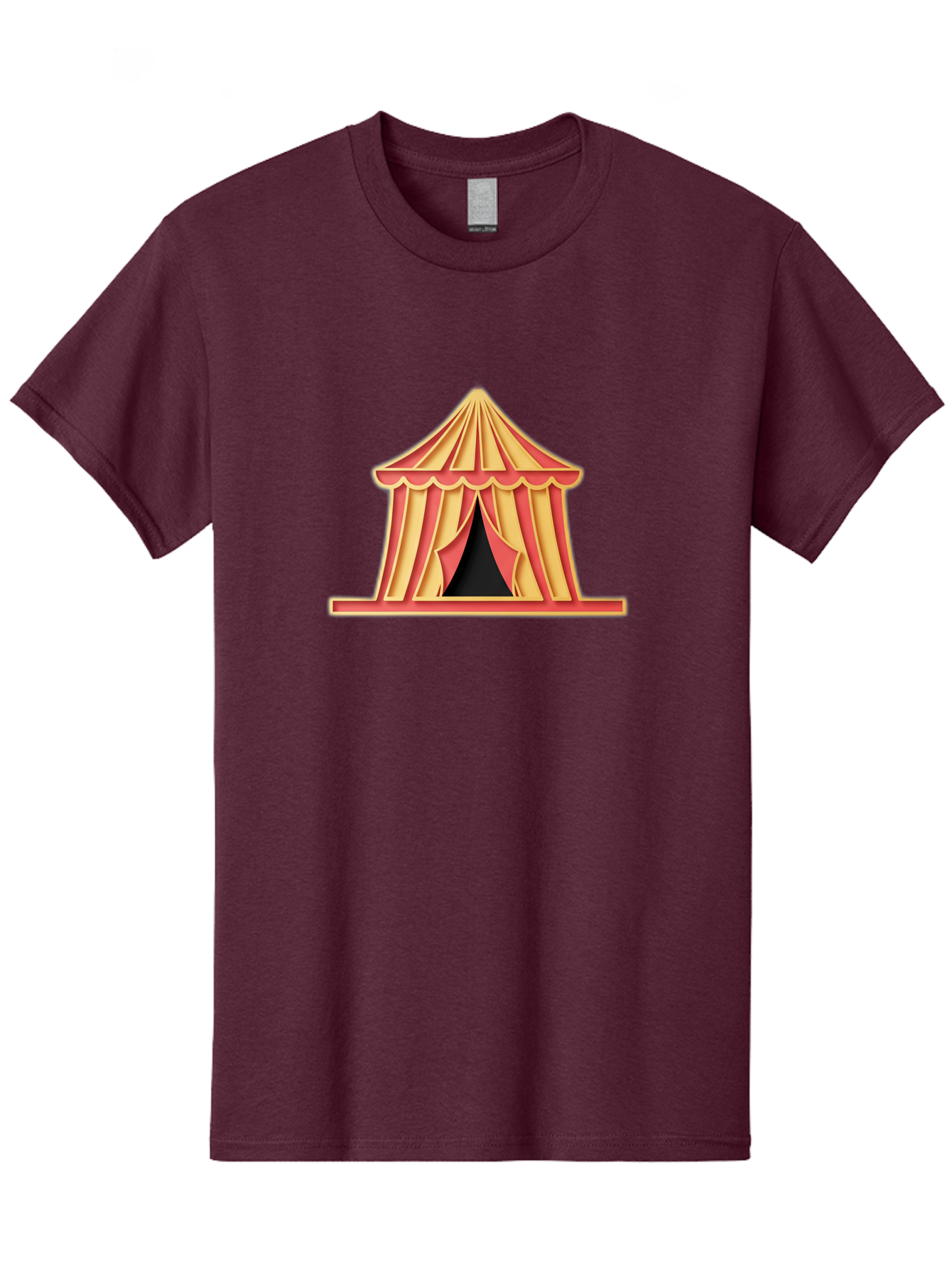 Circus-Tent-2 Men'S Graphic Tee, 100% Cotton, Comfortable Casual Summer Wear, Machine Washable, Yellow And Red Striped Tent, Vintage Circus, Carnival Theme, Red And Yellow Colors, Striped Pattern, Entertainment Venue, Amusement Park Bac853