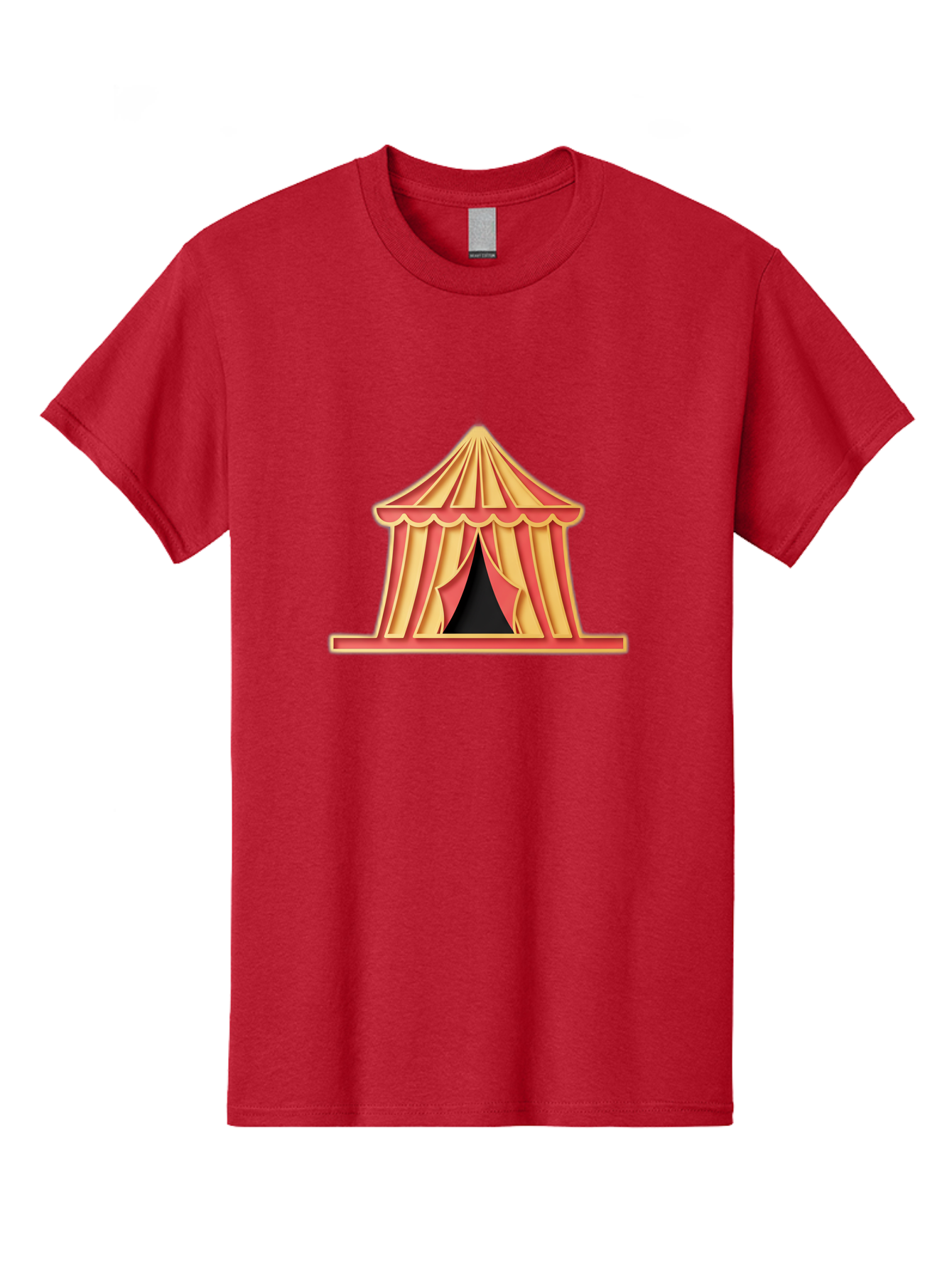 Circus-Tent-2 Men'S Graphic Tee, 100% Cotton, Comfortable Casual Summer Wear, Machine Washable, Yellow And Red Striped Tent, Vintage Circus, Carnival Theme, Red And Yellow Colors, Striped Pattern, Entertainment Venue, Amusement Park Bac853