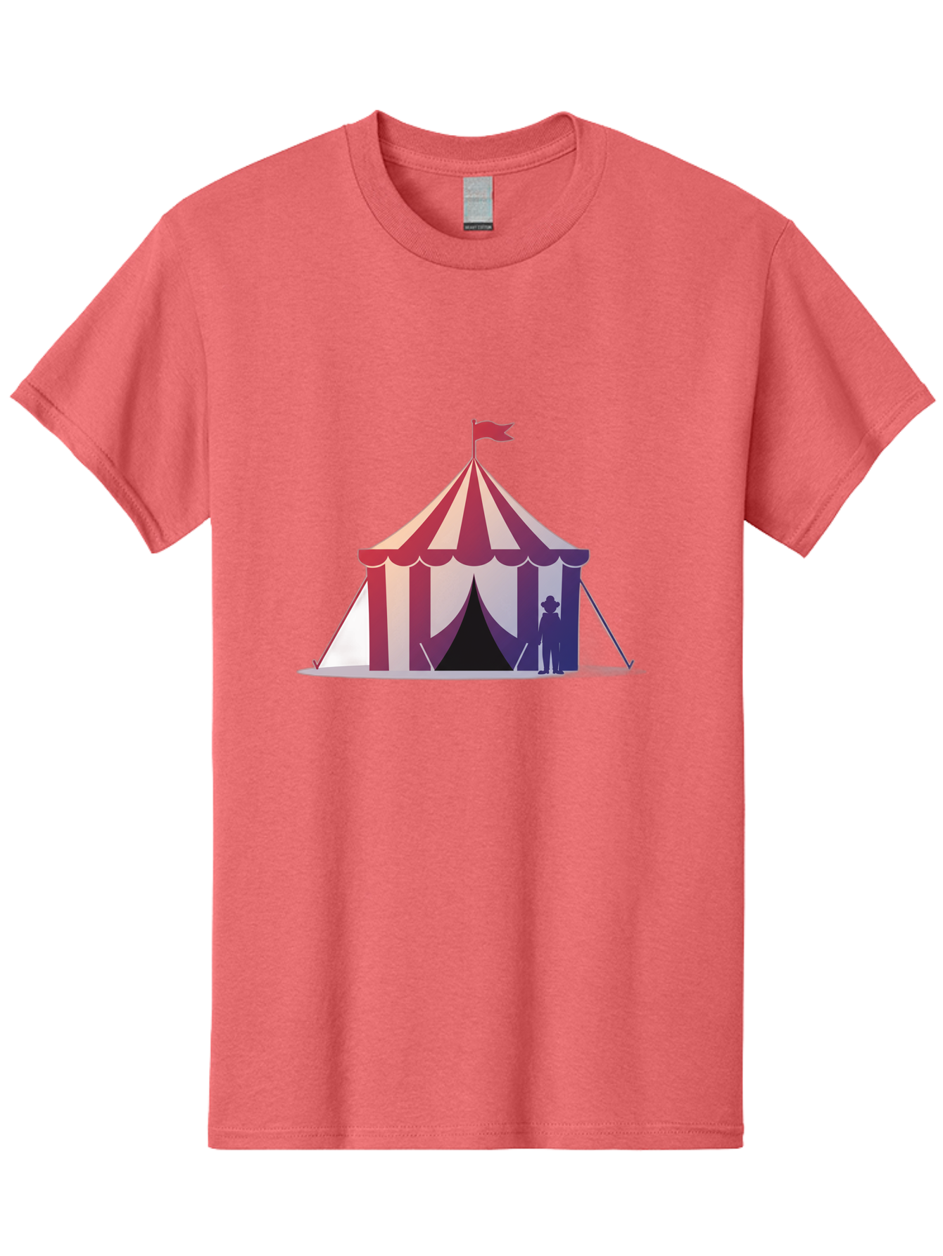 Circus-Tent-3 Men'S Graphic Tee, 100% Cotton, Comfortable Casual Summer Wear, Machine Washable, Striped Circus Tent, Red And White Stripes, Silhouetted Man, Vintage Top Hat, Retro Carnival, Festive Atmosphere, Tent Entrance Bac854