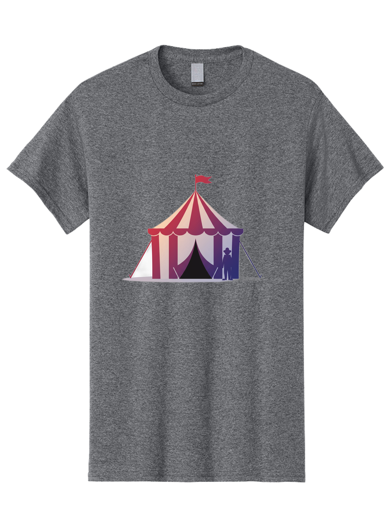 Circus-Tent-3 Men'S Graphic Tee, 100% Cotton, Comfortable Casual Summer Wear, Machine Washable, Striped Circus Tent, Red And White Stripes, Silhouetted Man, Vintage Top Hat, Retro Carnival, Festive Atmosphere, Tent Entrance Bac854