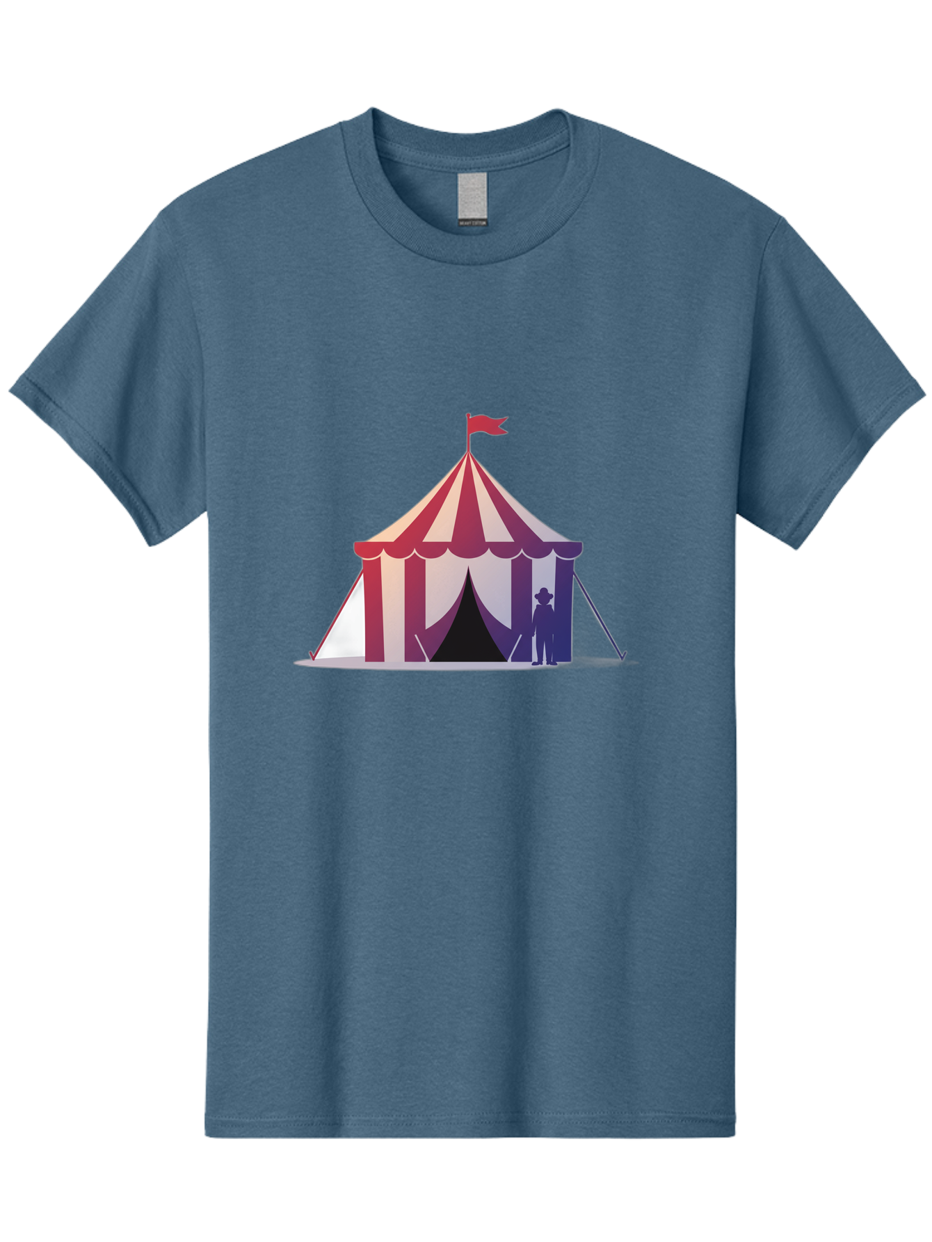 Circus-Tent-3 Men'S Graphic Tee, 100% Cotton, Comfortable Casual Summer Wear, Machine Washable, Striped Circus Tent, Red And White Stripes, Silhouetted Man, Vintage Top Hat, Retro Carnival, Festive Atmosphere, Tent Entrance Bac854