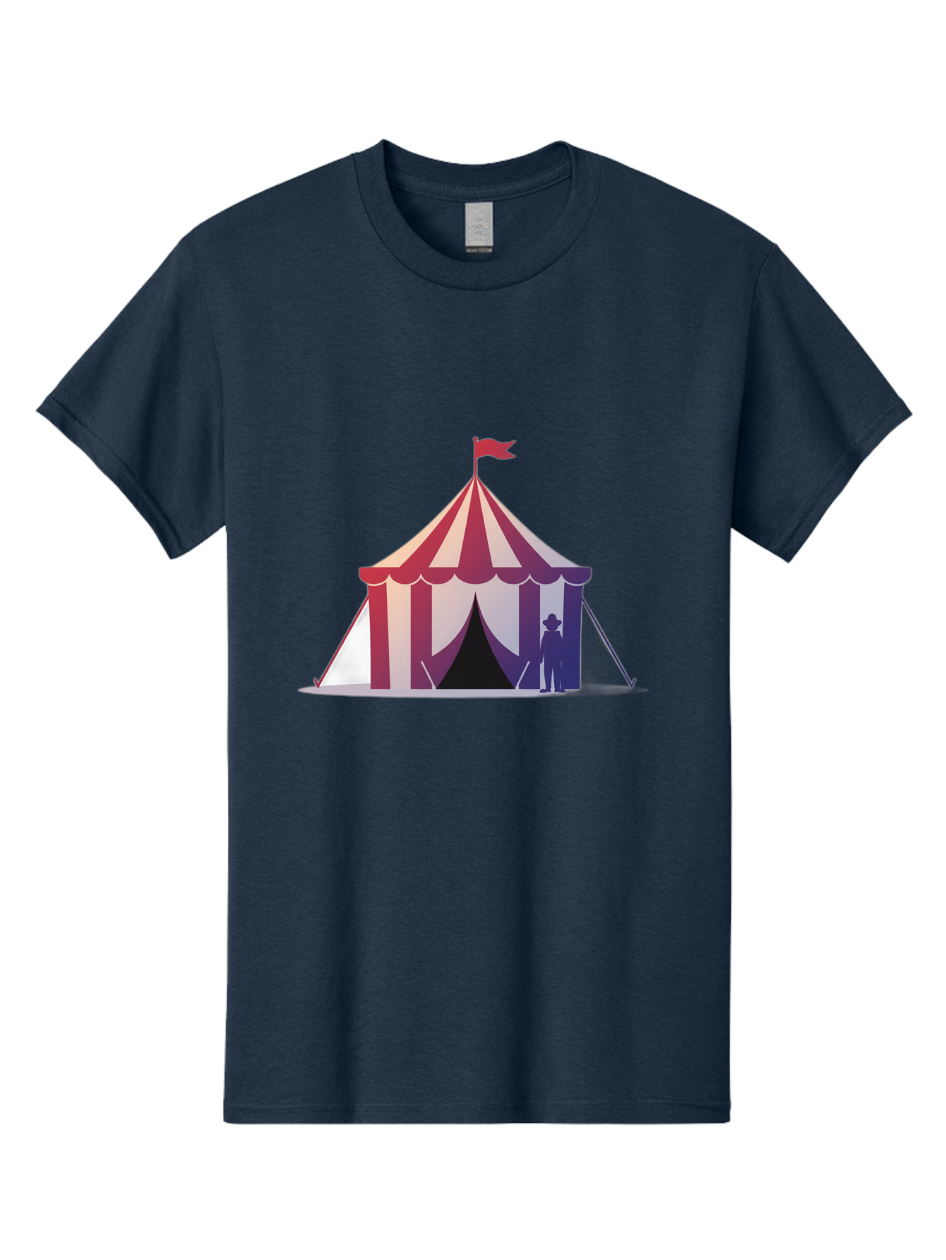 Circus-Tent-3 Men'S Graphic Tee, 100% Cotton, Comfortable Casual Summer Wear, Machine Washable, Striped Circus Tent, Red And White Stripes, Silhouetted Man, Vintage Top Hat, Retro Carnival, Festive Atmosphere, Tent Entrance Bac854