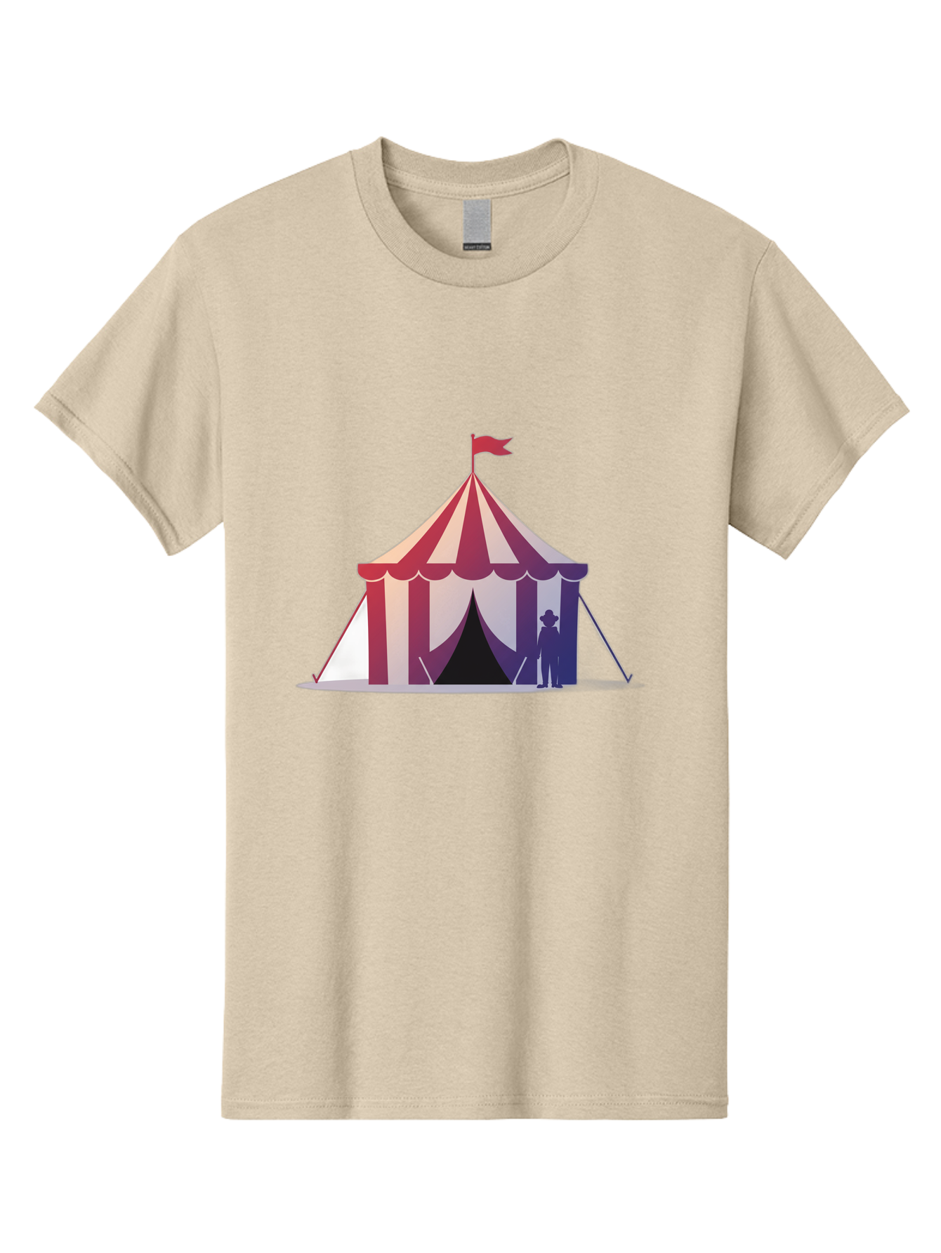 Circus-Tent-3 Men'S Graphic Tee, 100% Cotton, Comfortable Casual Summer Wear, Machine Washable, Striped Circus Tent, Red And White Stripes, Silhouetted Man, Vintage Top Hat, Retro Carnival, Festive Atmosphere, Tent Entrance Bac854