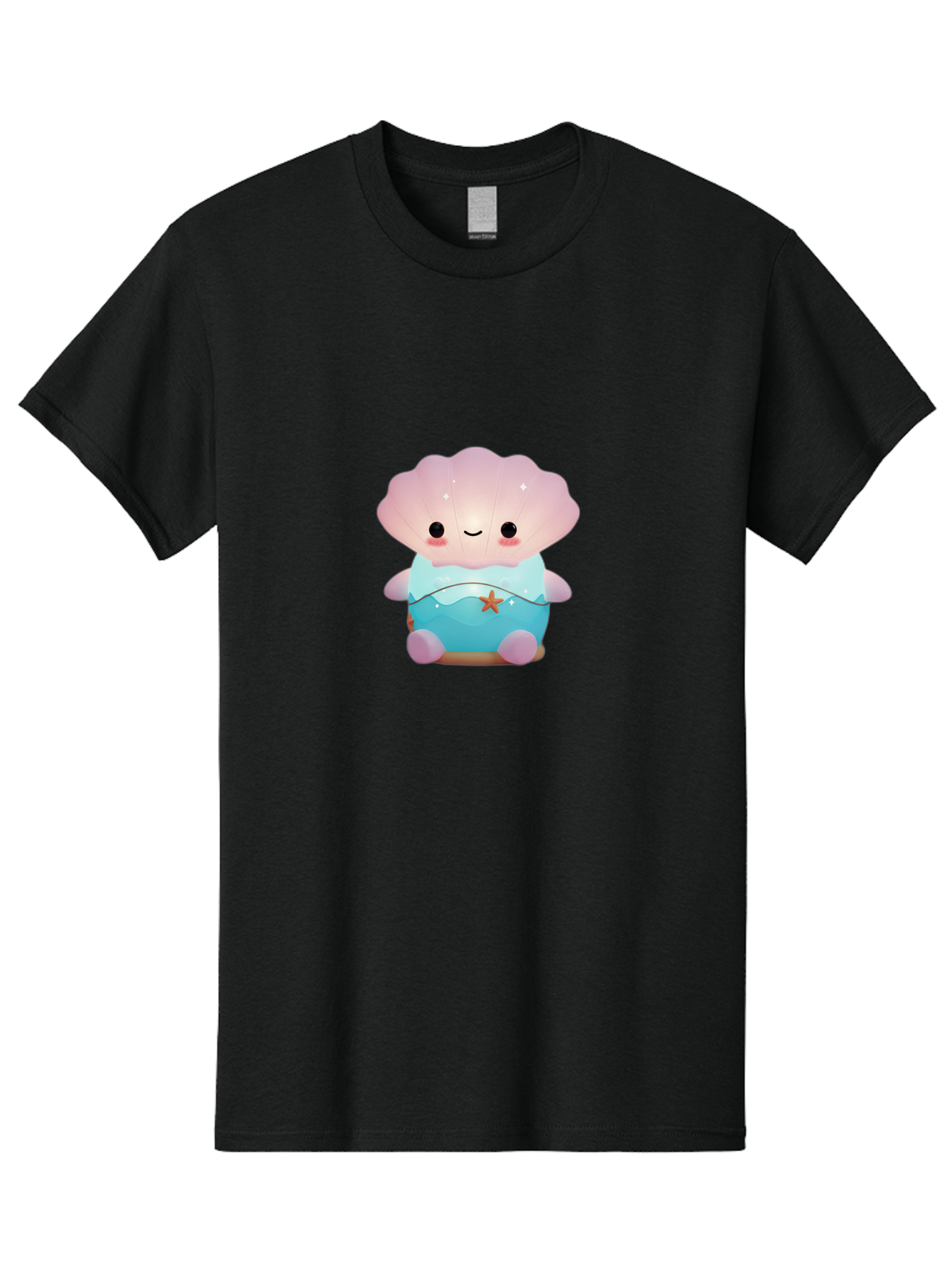 Clamshell-Character Men'S Graphic Tee, 100% Cotton, Comfortable Casual Summer Wear, Machine Washable, Soft Pink Jellyfish, Night Light, Soothing Ambiance, Underwater Decor, Ocean-Inspired Design, Peaceful Lighting, Cozy Bedroom, Bac859