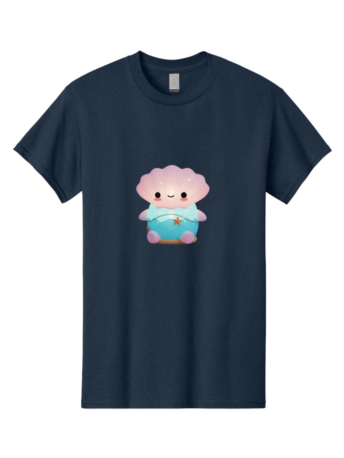 Clamshell-Character Men'S Graphic Tee, 100% Cotton, Comfortable Casual Summer Wear, Machine Washable, Soft Pink Jellyfish, Night Light, Soothing Ambiance, Underwater Decor, Ocean-Inspired Design, Peaceful Lighting, Cozy Bedroom, Bac859