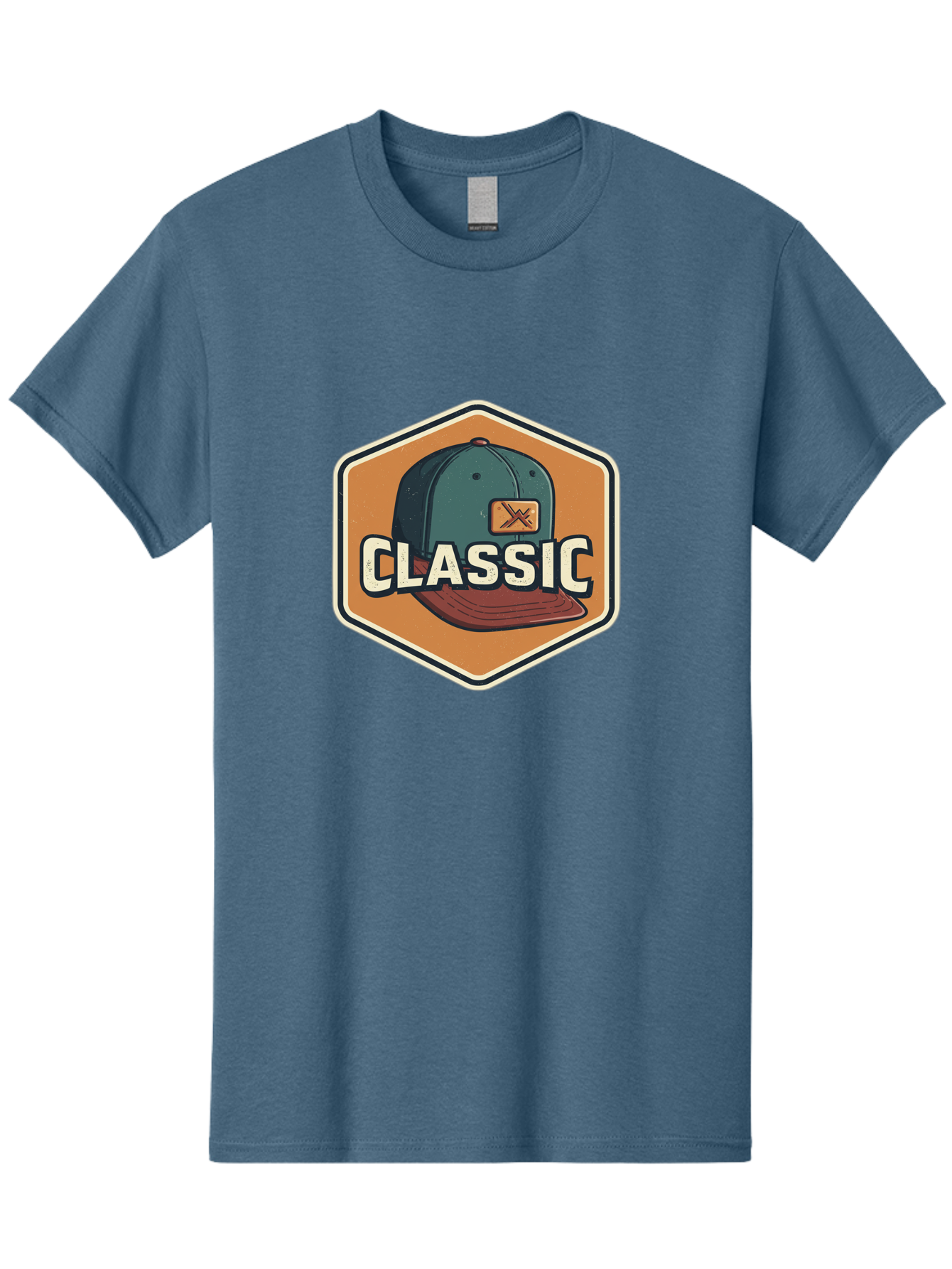 Classic Men'S Graphic Tee, 100% Cotton, Comfortable Casual Summer Wear, Machine Washable, Baseball Cap, Classic Style, Vintage Fashion, Retro Clothing, Casual Wear, Hat Logo, Apparel Branding, Nostalgic Design Bac860
