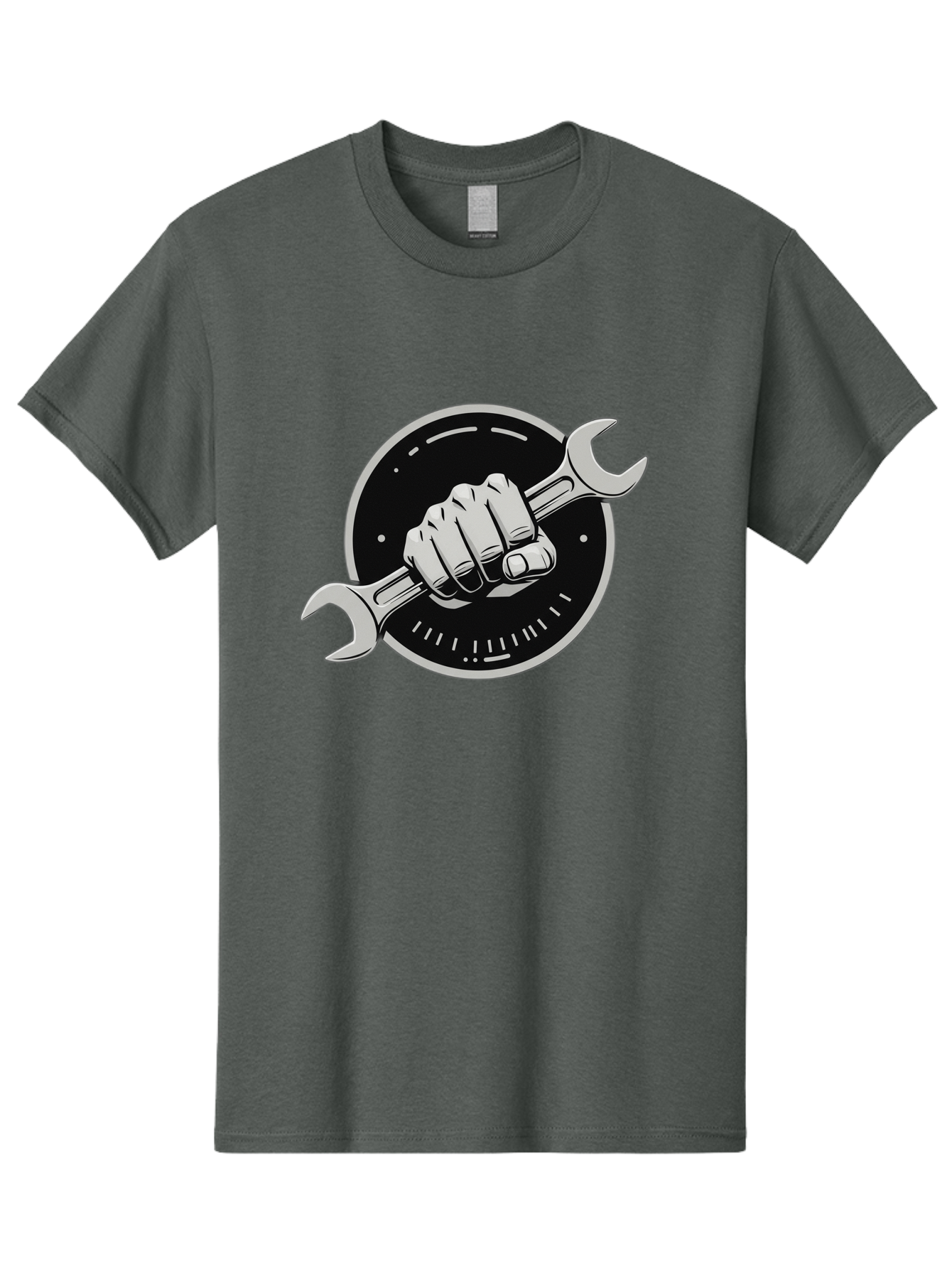 Clenched-Fist-Wrench Men'S Graphic Tee, 100% Cotton, Comfortable Casual Summer Wear, Machine Washable, Hand Holding Wrench, Fist With Spanner, Mechanic Symbol, Repair Logo, Diy Emblem, Tool Icon, Maintenance Graphics, Handyman Sign Bac862