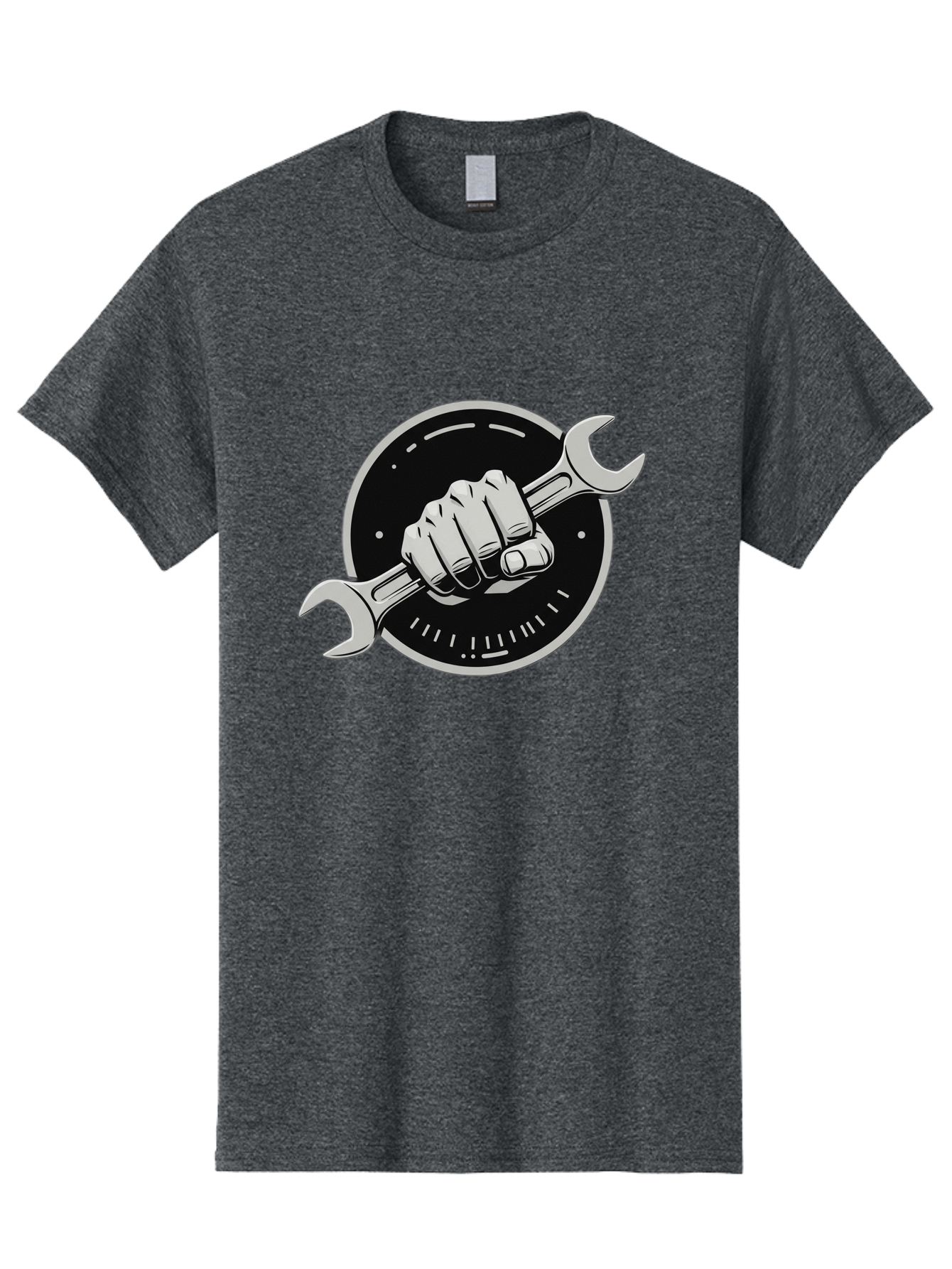 Clenched-Fist-Wrench Men'S Graphic Tee, 100% Cotton, Comfortable Casual Summer Wear, Machine Washable, Hand Holding Wrench, Fist With Spanner, Mechanic Symbol, Repair Logo, Diy Emblem, Tool Icon, Maintenance Graphics, Handyman Sign Bac862