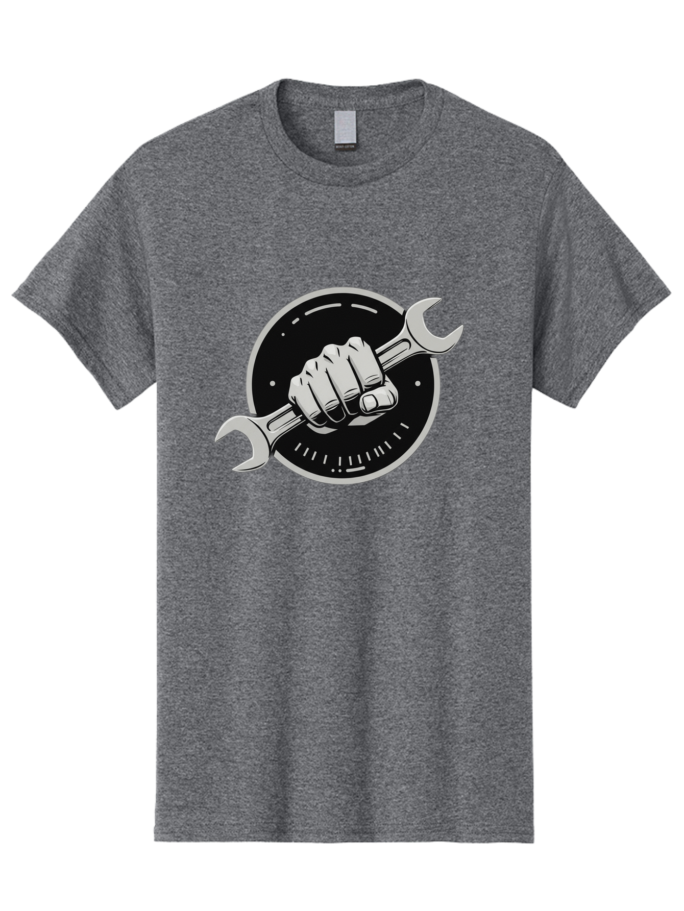 Clenched-Fist-Wrench Men'S Graphic Tee, 100% Cotton, Comfortable Casual Summer Wear, Machine Washable, Hand Holding Wrench, Fist With Spanner, Mechanic Symbol, Repair Logo, Diy Emblem, Tool Icon, Maintenance Graphics, Handyman Sign Bac862
