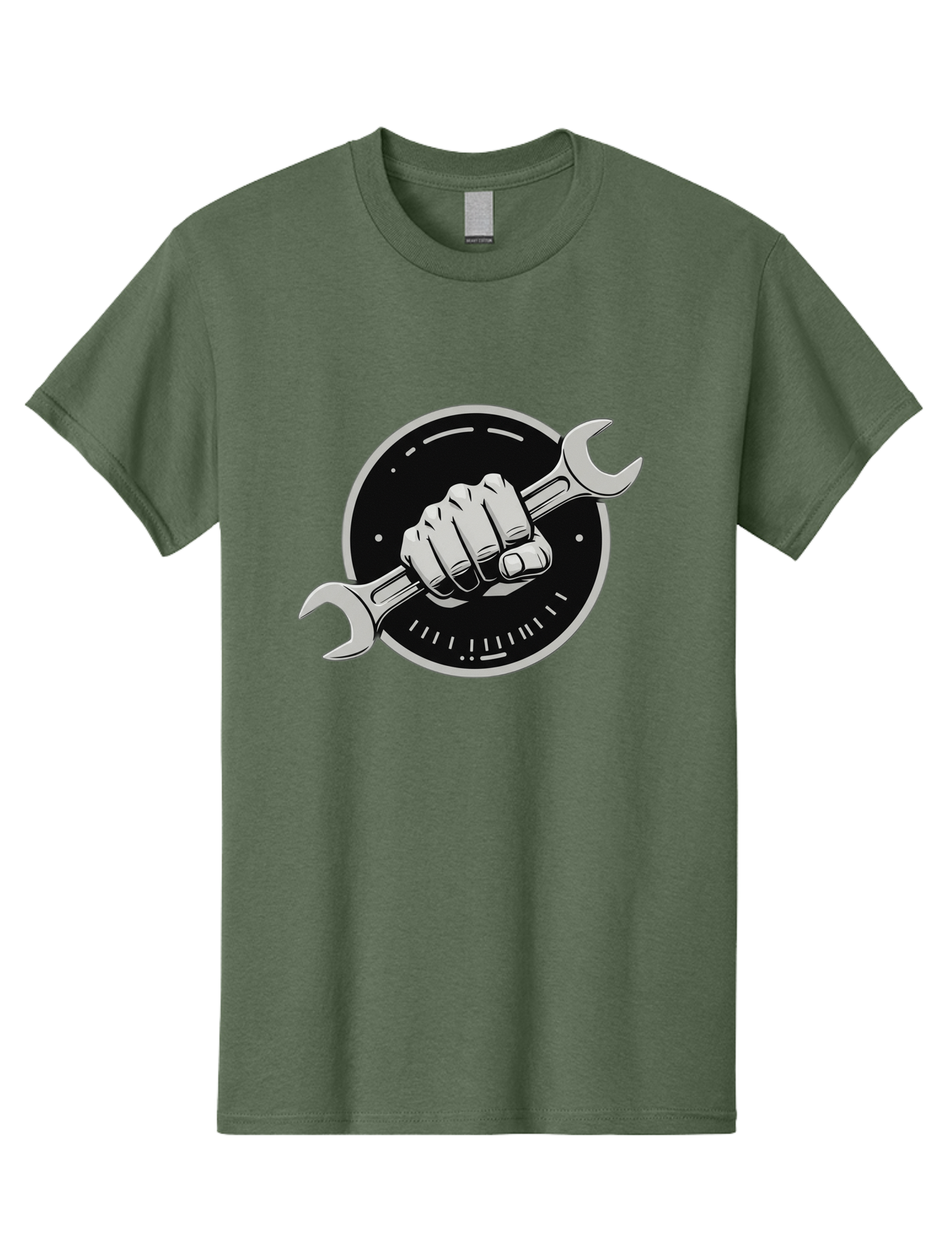Clenched-Fist-Wrench Men'S Graphic Tee, 100% Cotton, Comfortable Casual Summer Wear, Machine Washable, Hand Holding Wrench, Fist With Spanner, Mechanic Symbol, Repair Logo, Diy Emblem, Tool Icon, Maintenance Graphics, Handyman Sign Bac862