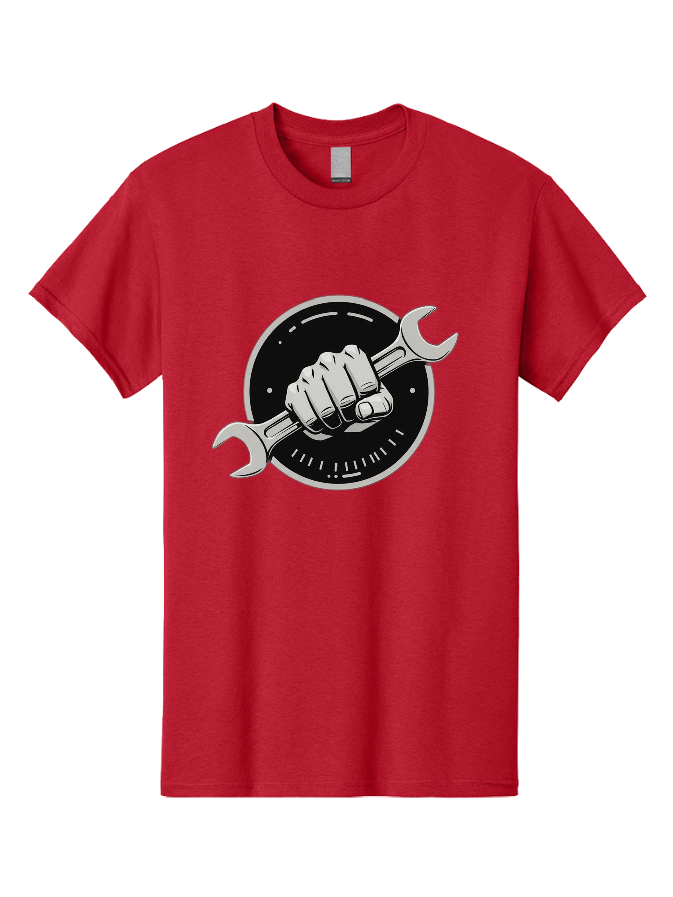 Clenched-Fist-Wrench Men'S Graphic Tee, 100% Cotton, Comfortable Casual Summer Wear, Machine Washable, Hand Holding Wrench, Fist With Spanner, Mechanic Symbol, Repair Logo, Diy Emblem, Tool Icon, Maintenance Graphics, Handyman Sign Bac862