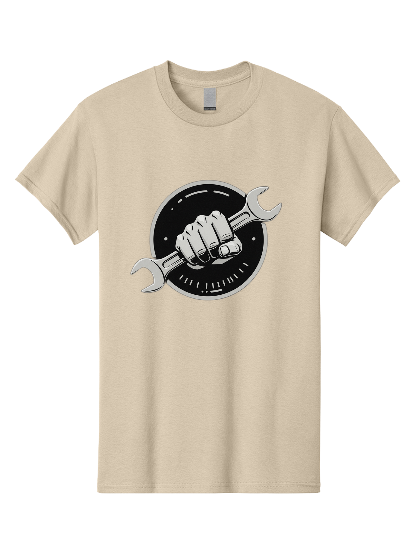 Clenched-Fist-Wrench Men'S Graphic Tee, 100% Cotton, Comfortable Casual Summer Wear, Machine Washable, Hand Holding Wrench, Fist With Spanner, Mechanic Symbol, Repair Logo, Diy Emblem, Tool Icon, Maintenance Graphics, Handyman Sign Bac862