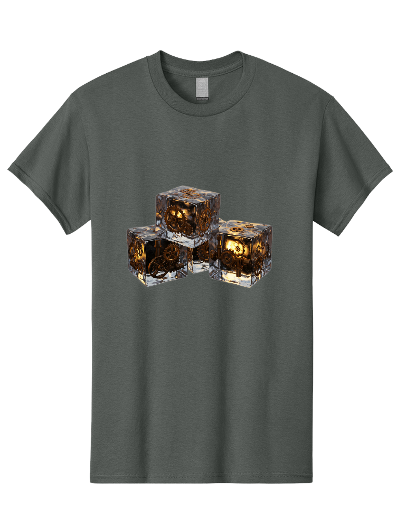 Clockwork-Dice Men'S Graphic Tee, 100% Cotton, Comfortable Casual Summer Wear, Machine Washable, Transparent Dice, Mechanical Gears, Clockwork Mechanisms, Intricate Details, Golden Accents, Modern Gaming Accessories, Tabletop Gaming, Rpg Dice Bac865