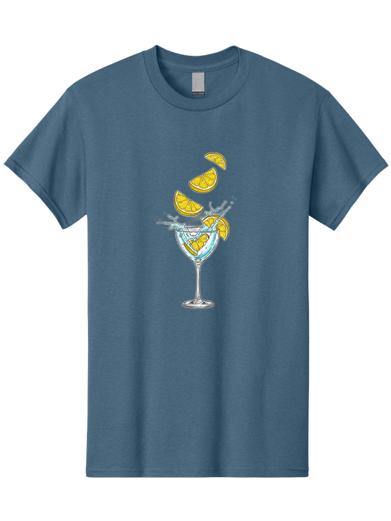 Cocktail-Glass-4 Men'S Graphic Tee, 100% Cotton, Comfortable Casual Summer Wear, Machine Washable, Cocktail, Refreshing Drink, Citrus, Orange Slices, Glass, Splashing, Citrus Juice, Summer Drink, Cocktail Glass Bac870