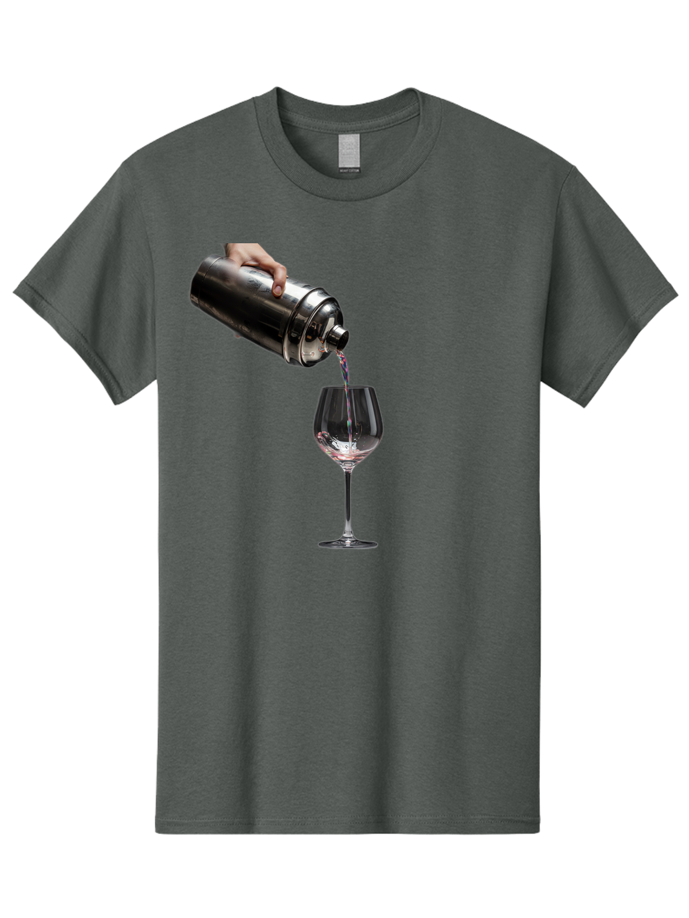 Cocktail-Shaker-Pouring Men'S Graphic Tee, 100% Cotton, Comfortable Casual Summer Wear, Machine Washable, Cocktail Being Poured, Drink In Glass, Metal Cocktail Shaker, Pouring Drink, Alcohol Beverage, Mixology, Cocktail Recipe, Stylish Drink Bac875