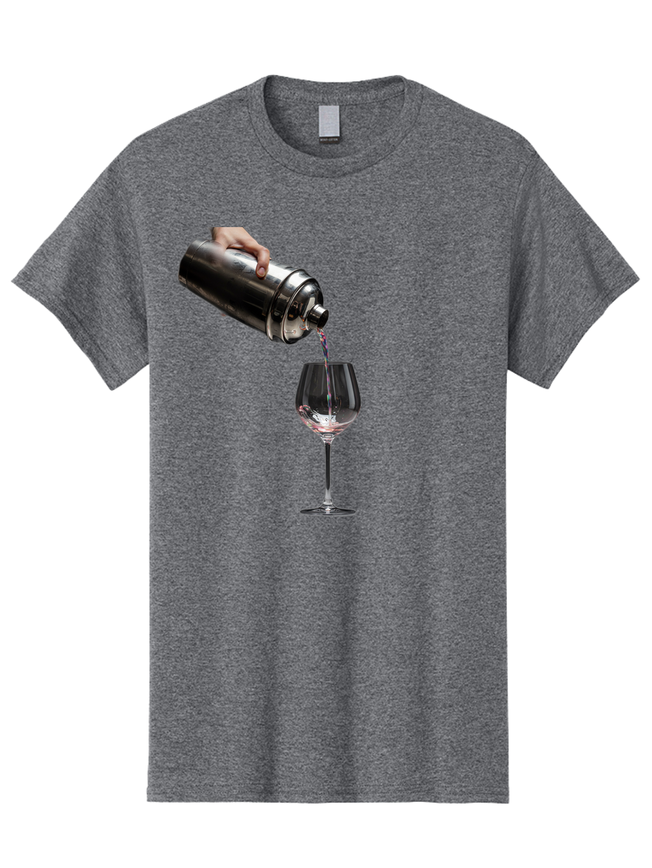 Cocktail-Shaker-Pouring Men'S Graphic Tee, 100% Cotton, Comfortable Casual Summer Wear, Machine Washable, Cocktail Being Poured, Drink In Glass, Metal Cocktail Shaker, Pouring Drink, Alcohol Beverage, Mixology, Cocktail Recipe, Stylish Drink Bac875