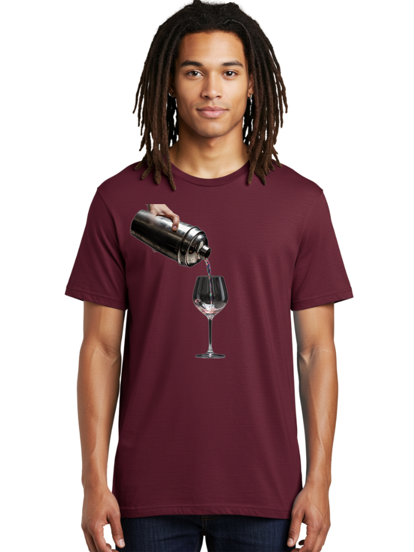 Cocktail-Shaker-Pouring Men'S Graphic Tee, 100% Cotton, Comfortable Casual Summer Wear, Machine Washable, Cocktail Being Poured, Drink In Glass, Metal Cocktail Shaker, Pouring Drink, Alcohol Beverage, Mixology, Cocktail Recipe, Stylish Drink Bac875