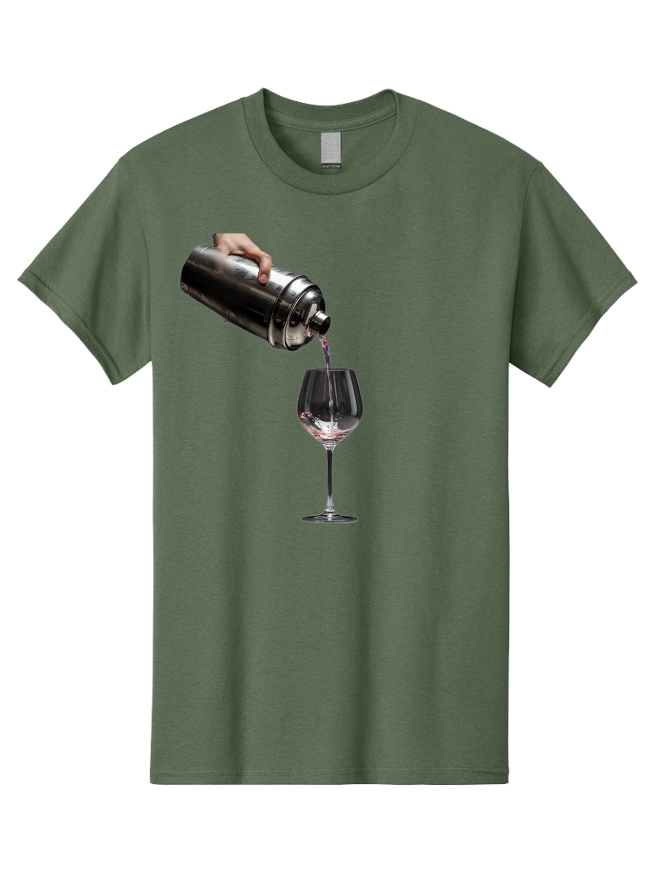 Cocktail-Shaker-Pouring Men'S Graphic Tee, 100% Cotton, Comfortable Casual Summer Wear, Machine Washable, Cocktail Being Poured, Drink In Glass, Metal Cocktail Shaker, Pouring Drink, Alcohol Beverage, Mixology, Cocktail Recipe, Stylish Drink Bac875