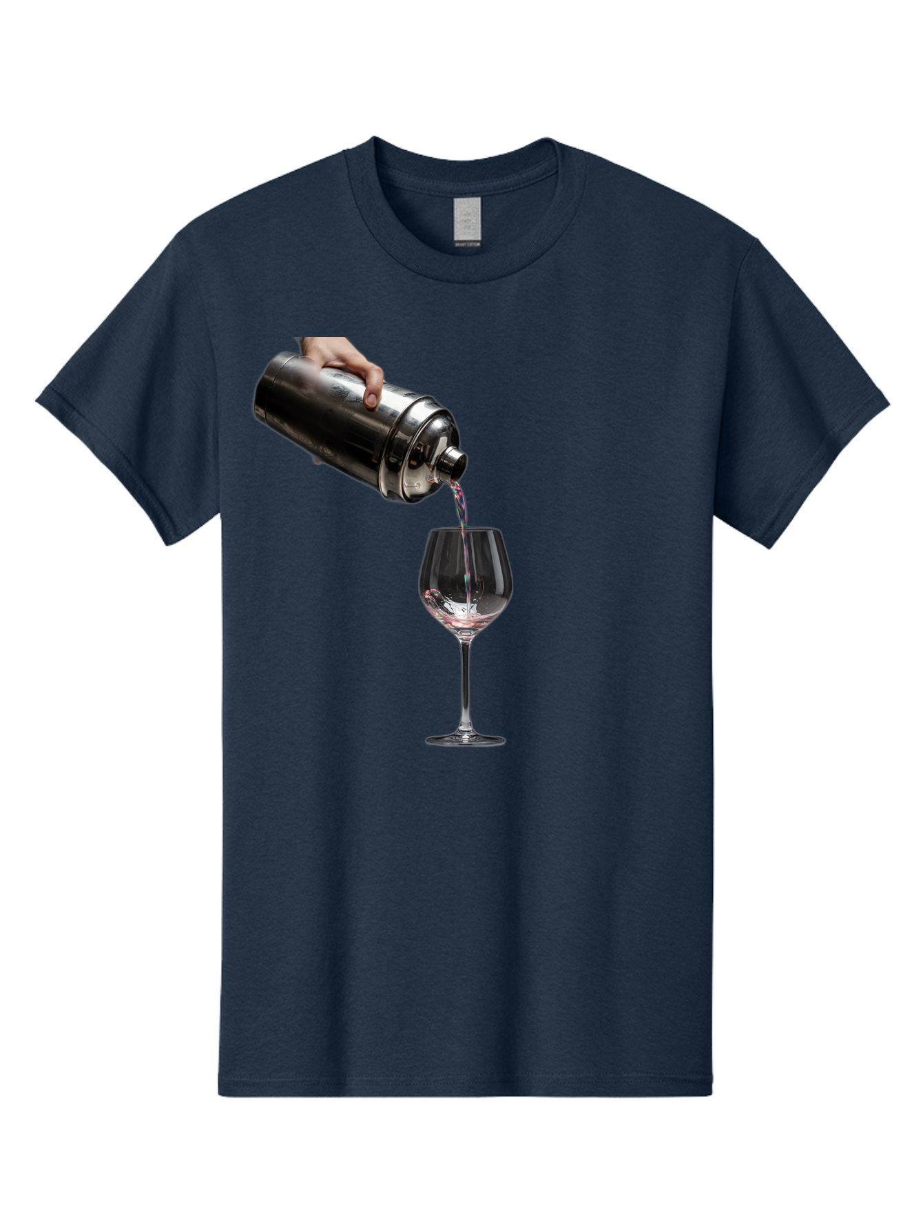 Cocktail-Shaker-Pouring Men'S Graphic Tee, 100% Cotton, Comfortable Casual Summer Wear, Machine Washable, Cocktail Being Poured, Drink In Glass, Metal Cocktail Shaker, Pouring Drink, Alcohol Beverage, Mixology, Cocktail Recipe, Stylish Drink Bac875