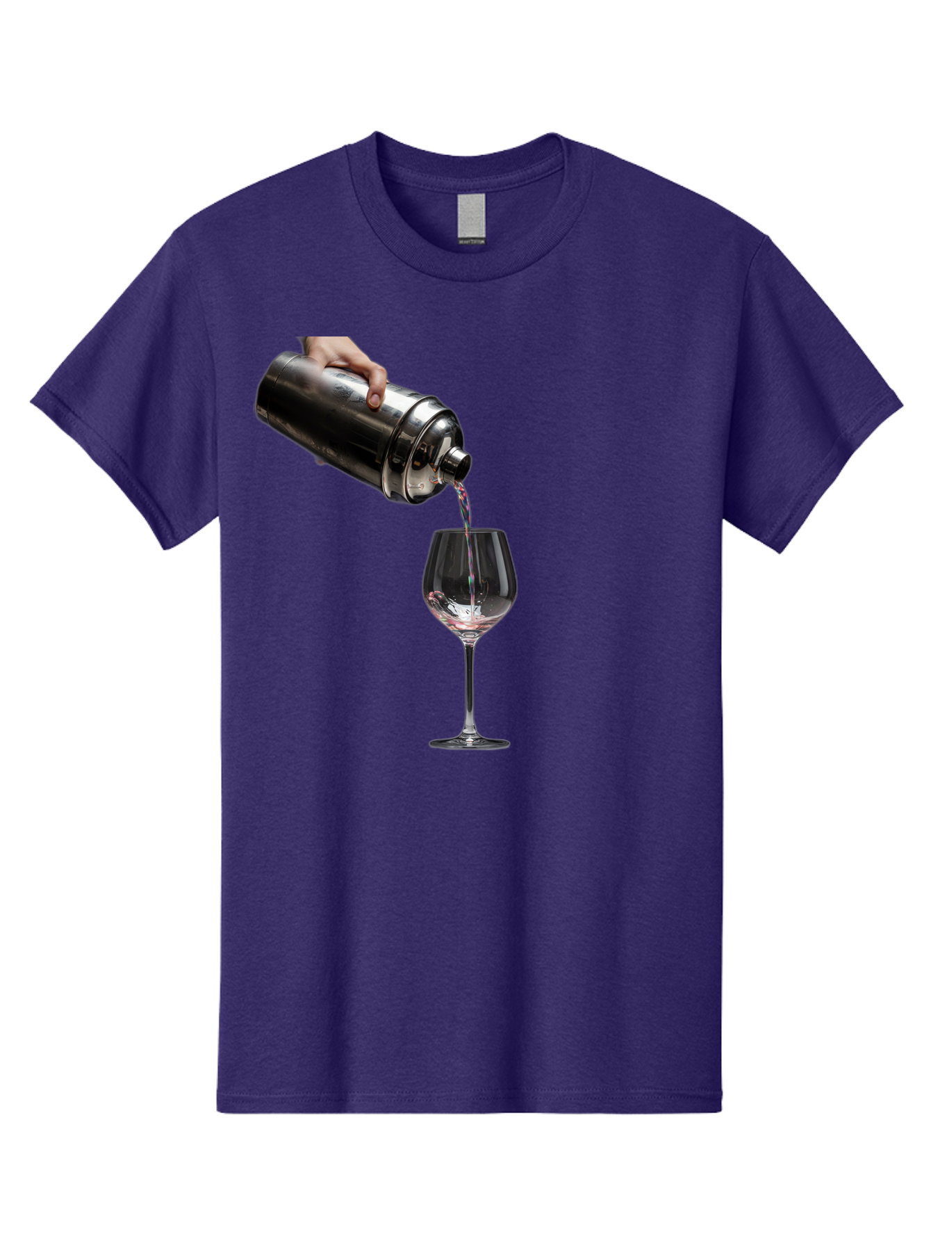 Cocktail-Shaker-Pouring Men'S Graphic Tee, 100% Cotton, Comfortable Casual Summer Wear, Machine Washable, Cocktail Being Poured, Drink In Glass, Metal Cocktail Shaker, Pouring Drink, Alcohol Beverage, Mixology, Cocktail Recipe, Stylish Drink Bac875