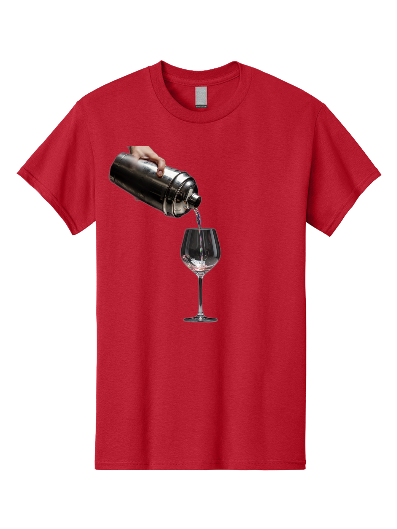 Cocktail-Shaker-Pouring Men'S Graphic Tee, 100% Cotton, Comfortable Casual Summer Wear, Machine Washable, Cocktail Being Poured, Drink In Glass, Metal Cocktail Shaker, Pouring Drink, Alcohol Beverage, Mixology, Cocktail Recipe, Stylish Drink Bac875