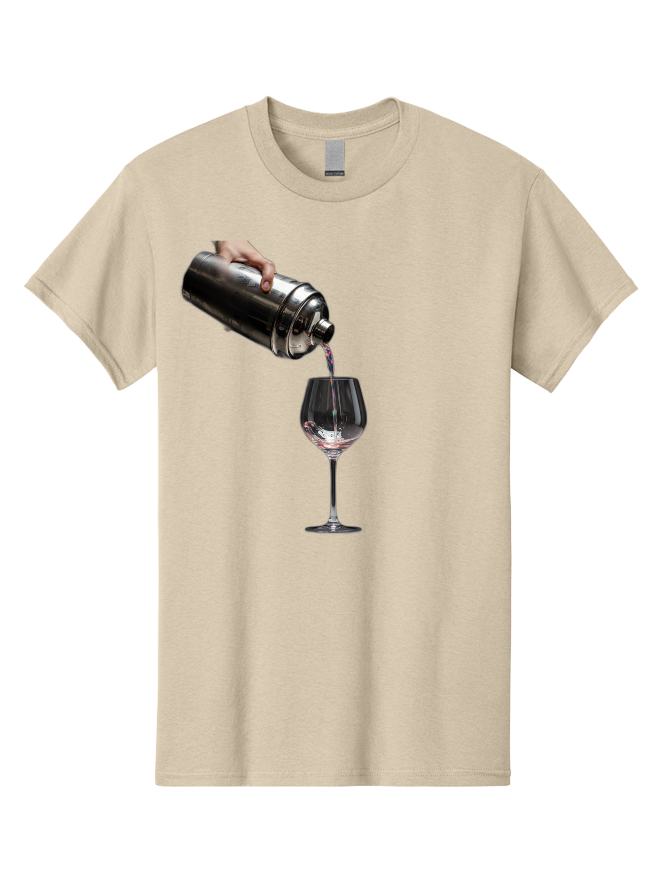Cocktail-Shaker-Pouring Men'S Graphic Tee, 100% Cotton, Comfortable Casual Summer Wear, Machine Washable, Cocktail Being Poured, Drink In Glass, Metal Cocktail Shaker, Pouring Drink, Alcohol Beverage, Mixology, Cocktail Recipe, Stylish Drink Bac875