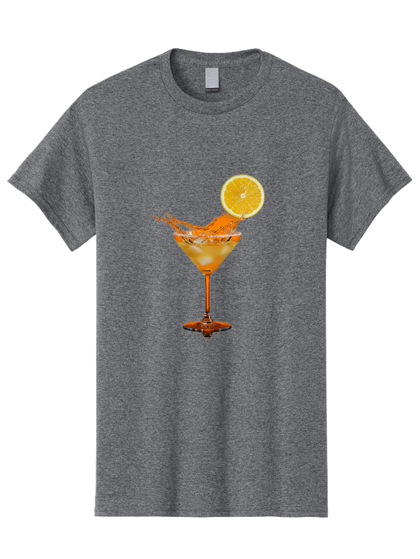 Cocktail-Splash Men'S Graphic Tee, 100% Cotton, Comfortable Casual Summer Wear, Machine Washable, Martini Glass, Orange Cocktail, Splash Effect, Citrus Twist, Refreshing Drink, Elegant Glassware, Stylish Beverage, Orange Slice Garnish, Bac876