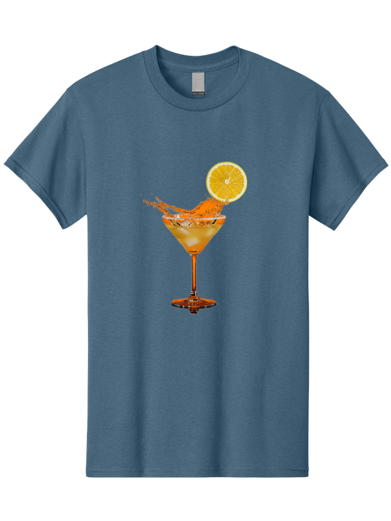 Cocktail-Splash Men'S Graphic Tee, 100% Cotton, Comfortable Casual Summer Wear, Machine Washable, Martini Glass, Orange Cocktail, Splash Effect, Citrus Twist, Refreshing Drink, Elegant Glassware, Stylish Beverage, Orange Slice Garnish, Bac876