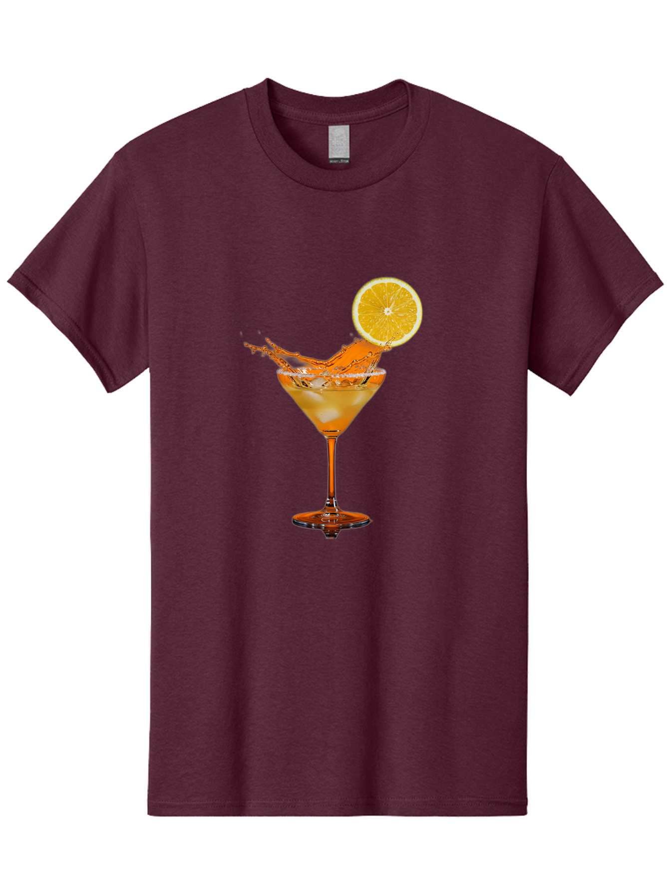Cocktail-Splash Men'S Graphic Tee, 100% Cotton, Comfortable Casual Summer Wear, Machine Washable, Martini Glass, Orange Cocktail, Splash Effect, Citrus Twist, Refreshing Drink, Elegant Glassware, Stylish Beverage, Orange Slice Garnish, Bac876